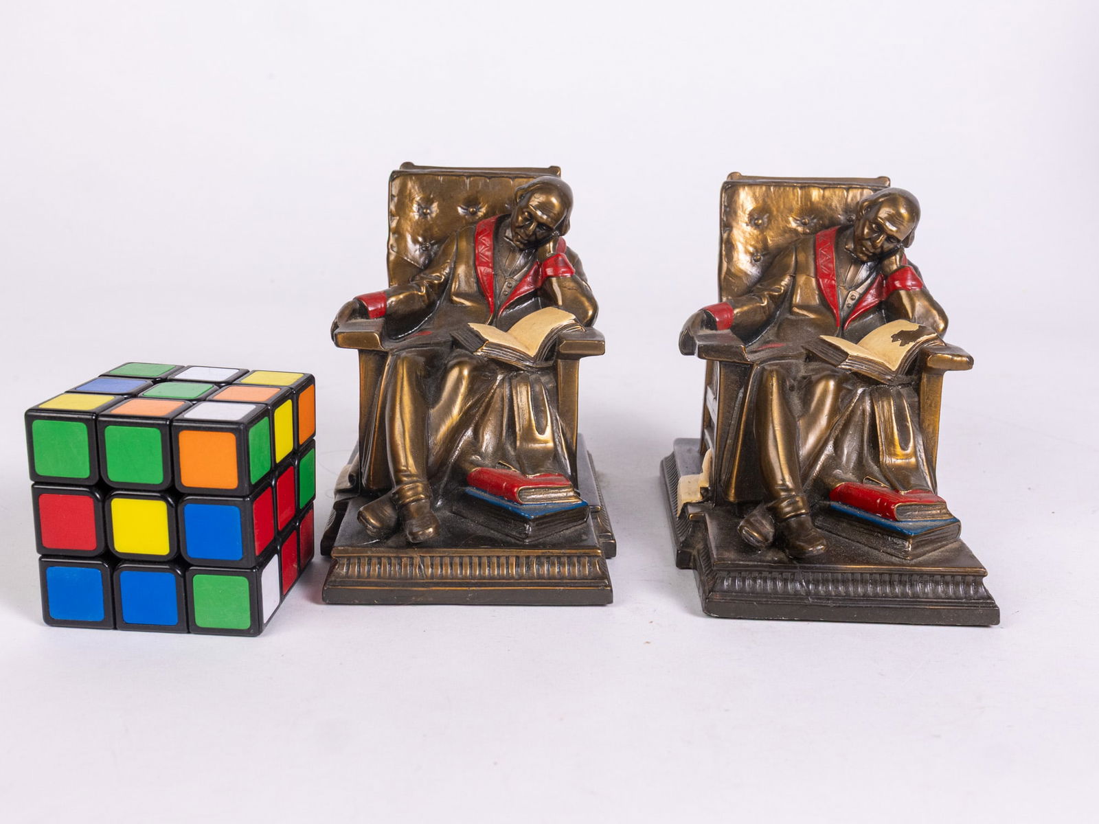 Antique Kronheim & Oldenbusch Sleeping Scholar Bookends - 2