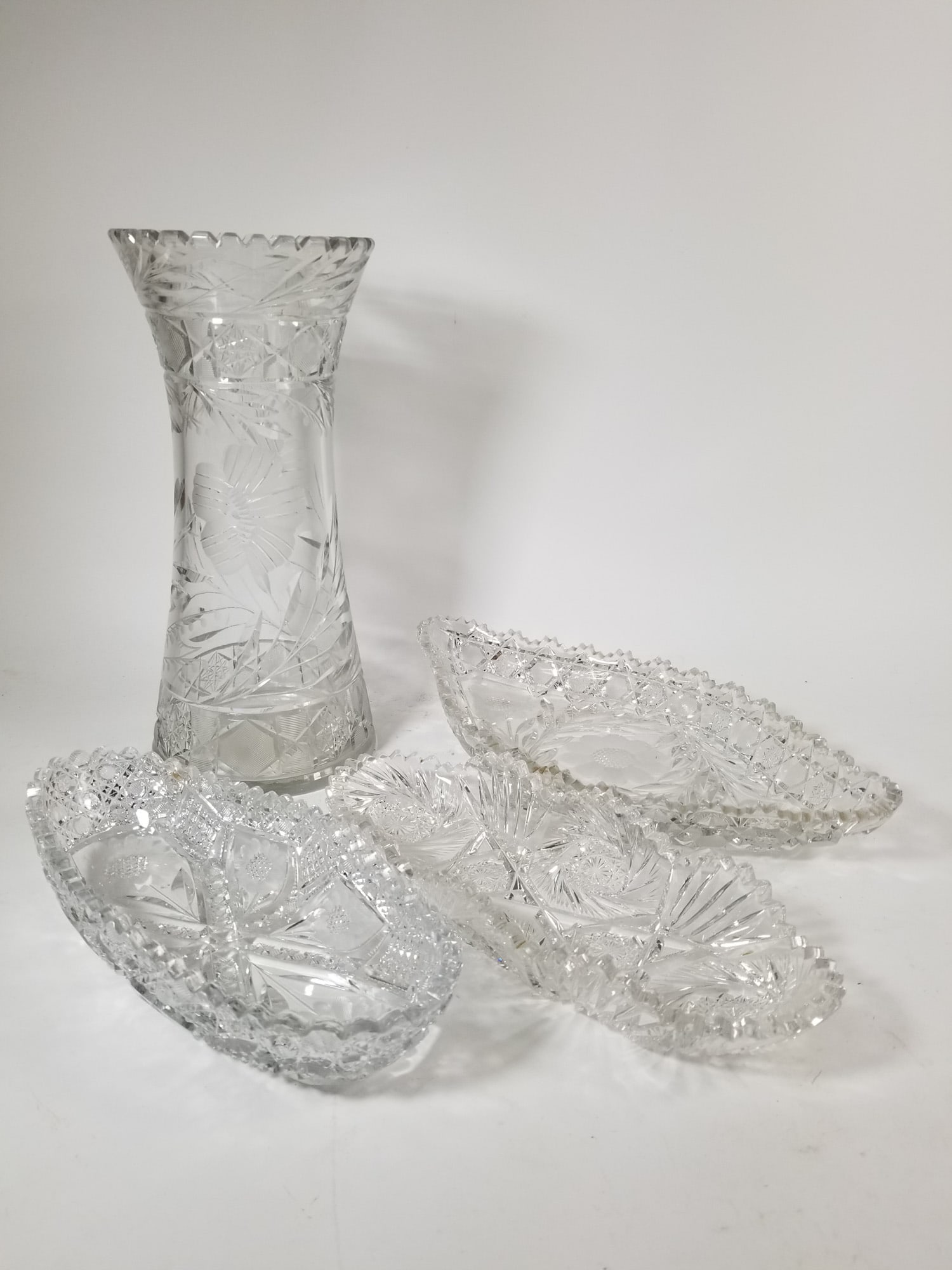 Antique American Brilliant Cut Glass Grouping ft. Corset Vase (1 of 3)