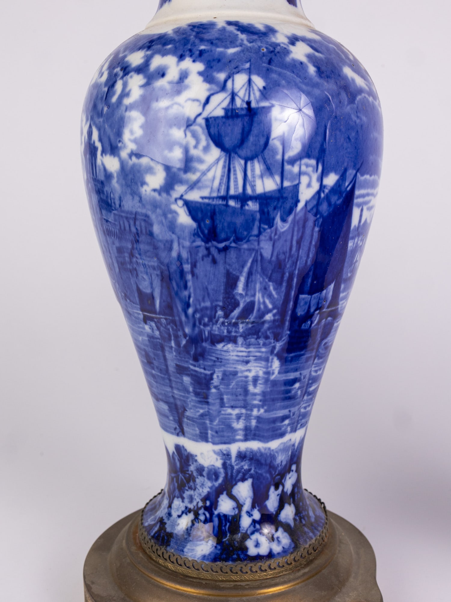 Pair of Porcelain Vases with Brass Detail - 8