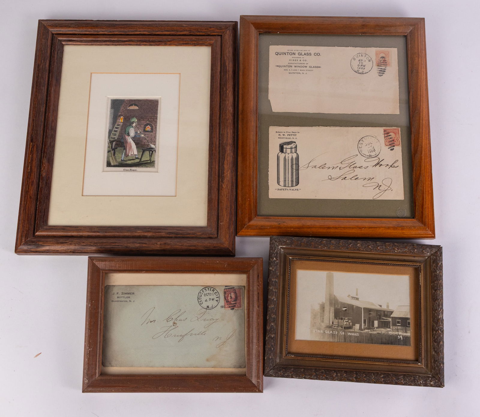 Antique Local South Jersey Glass Ephemera in Frames (1 of 6)