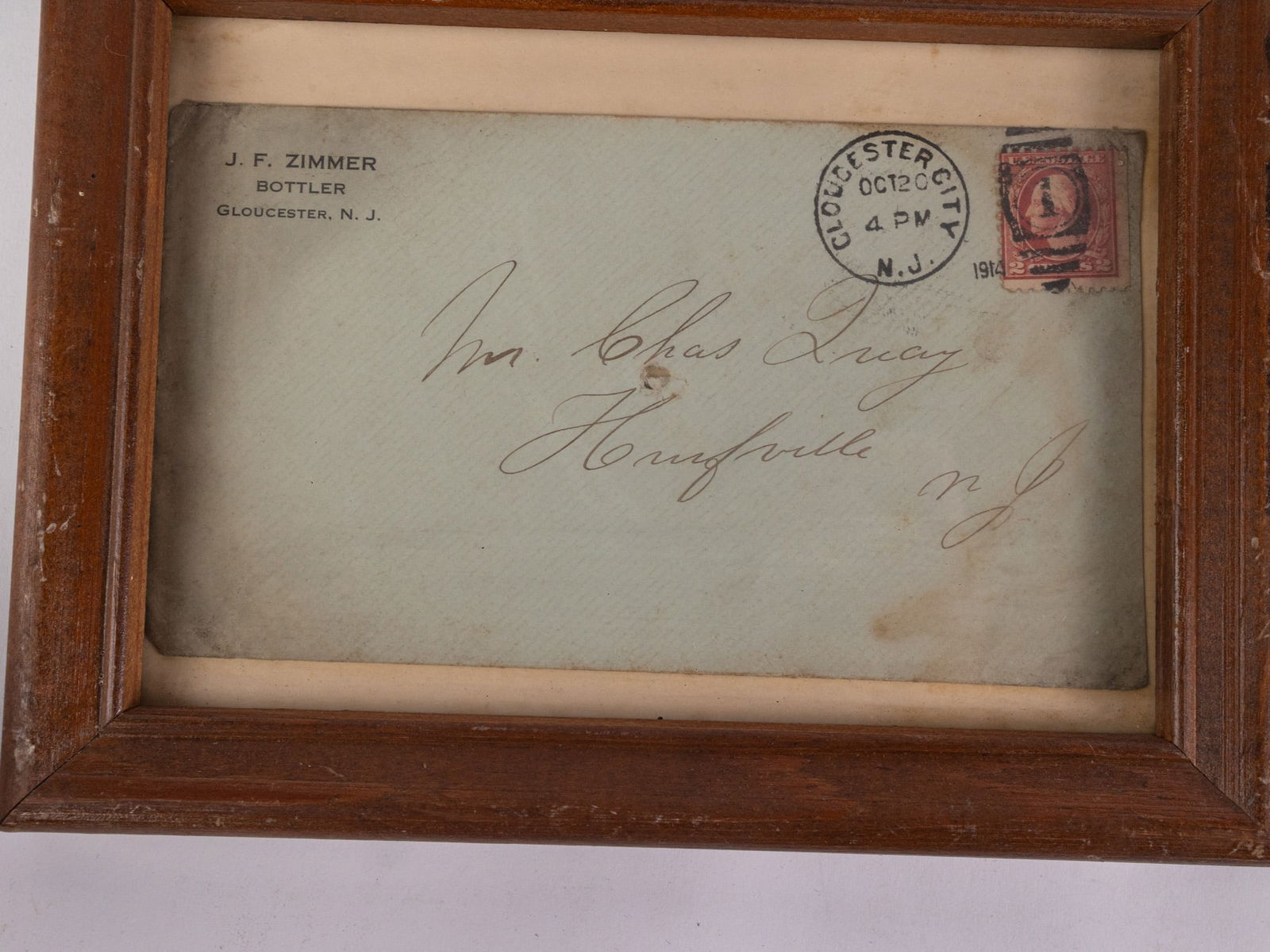 Antique Local South Jersey Glass Ephemera in Frames - 5