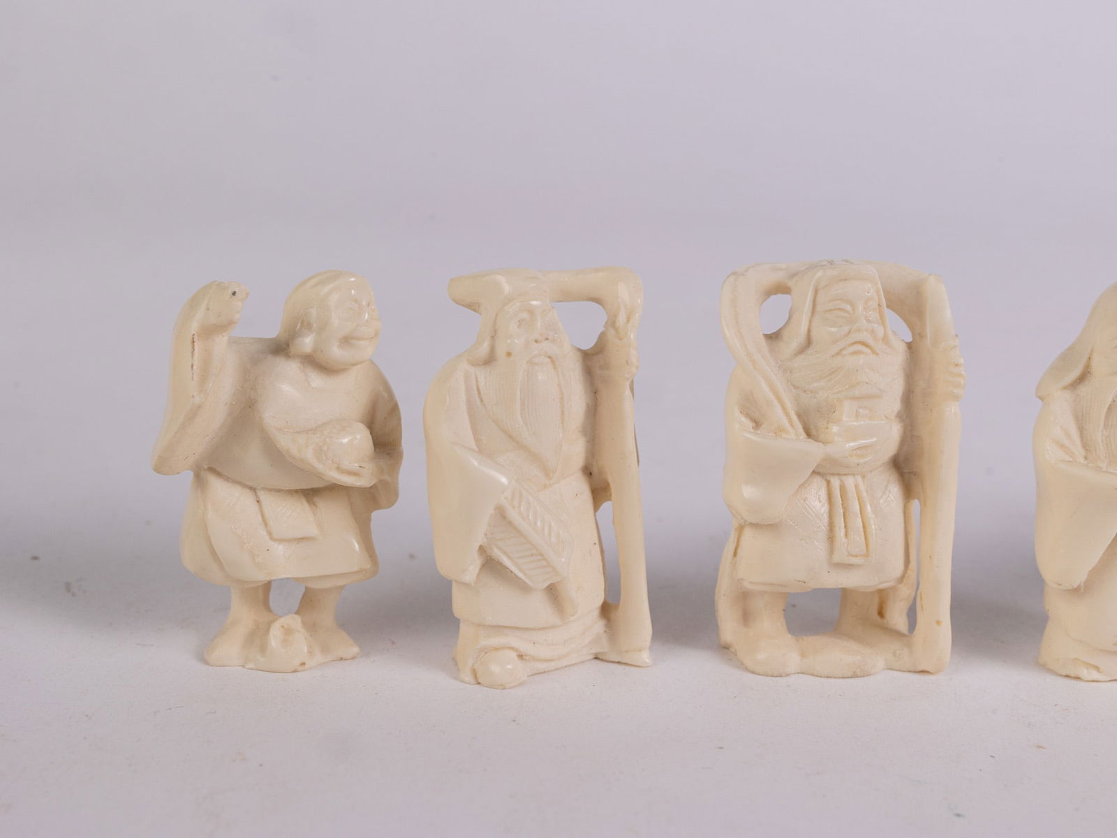 Six Vintage Hand Carved Asian Netsuke Figures - 3