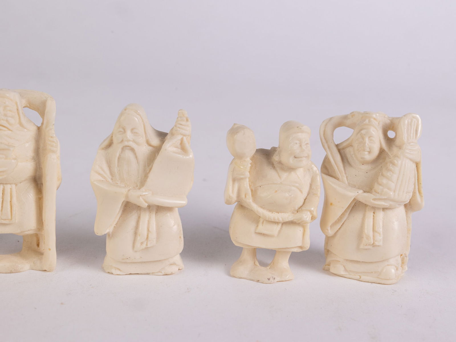 Six Vintage Hand Carved Asian Netsuke Figures - 4