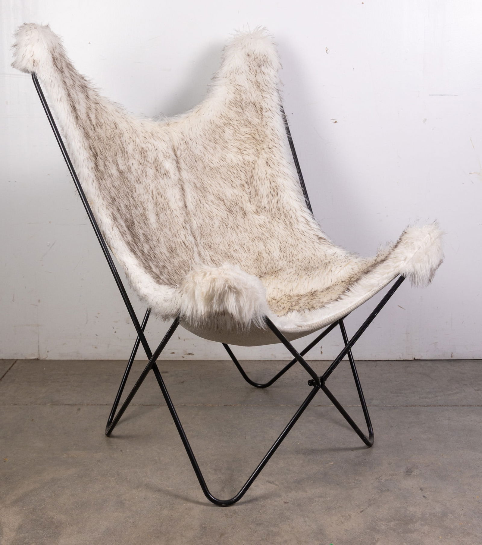 Restoration Hardware White Faux Fur Butterfly Chair - 4