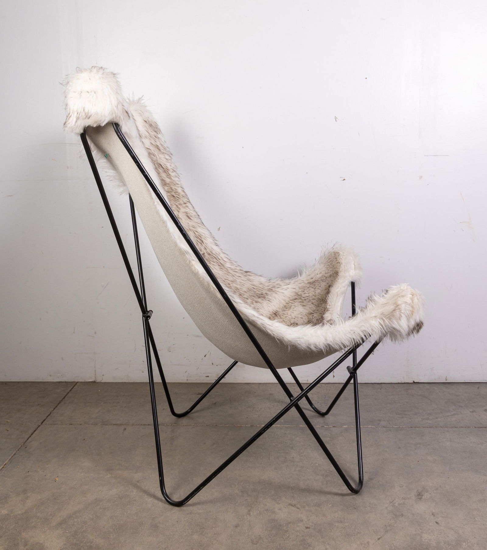 Restoration Hardware White Faux Fur Butterfly Chair - 5