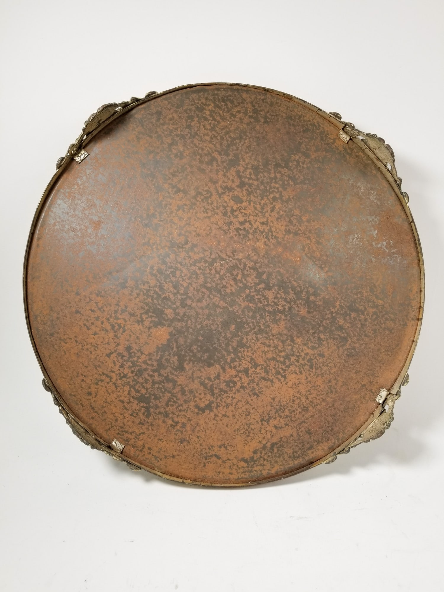 Antique Victorian Beveled Floral Footed Vanity Mirror - 2