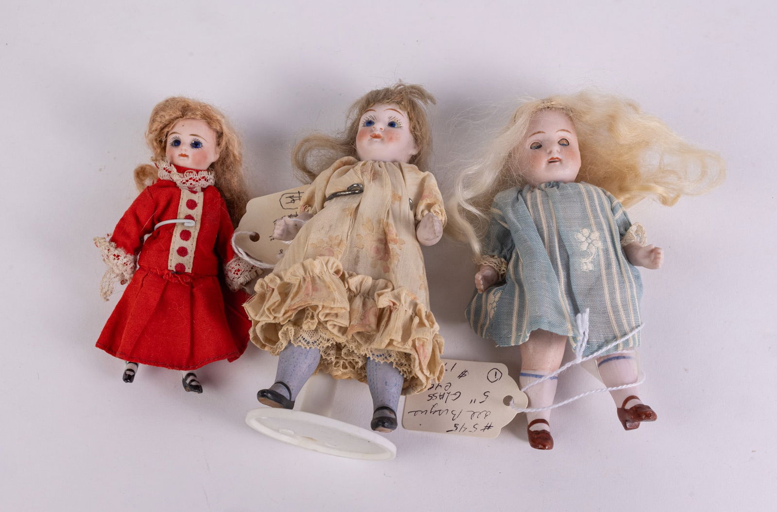 Trio of Antique Porcelain Bisque Miniature Dolls (1 of 9)