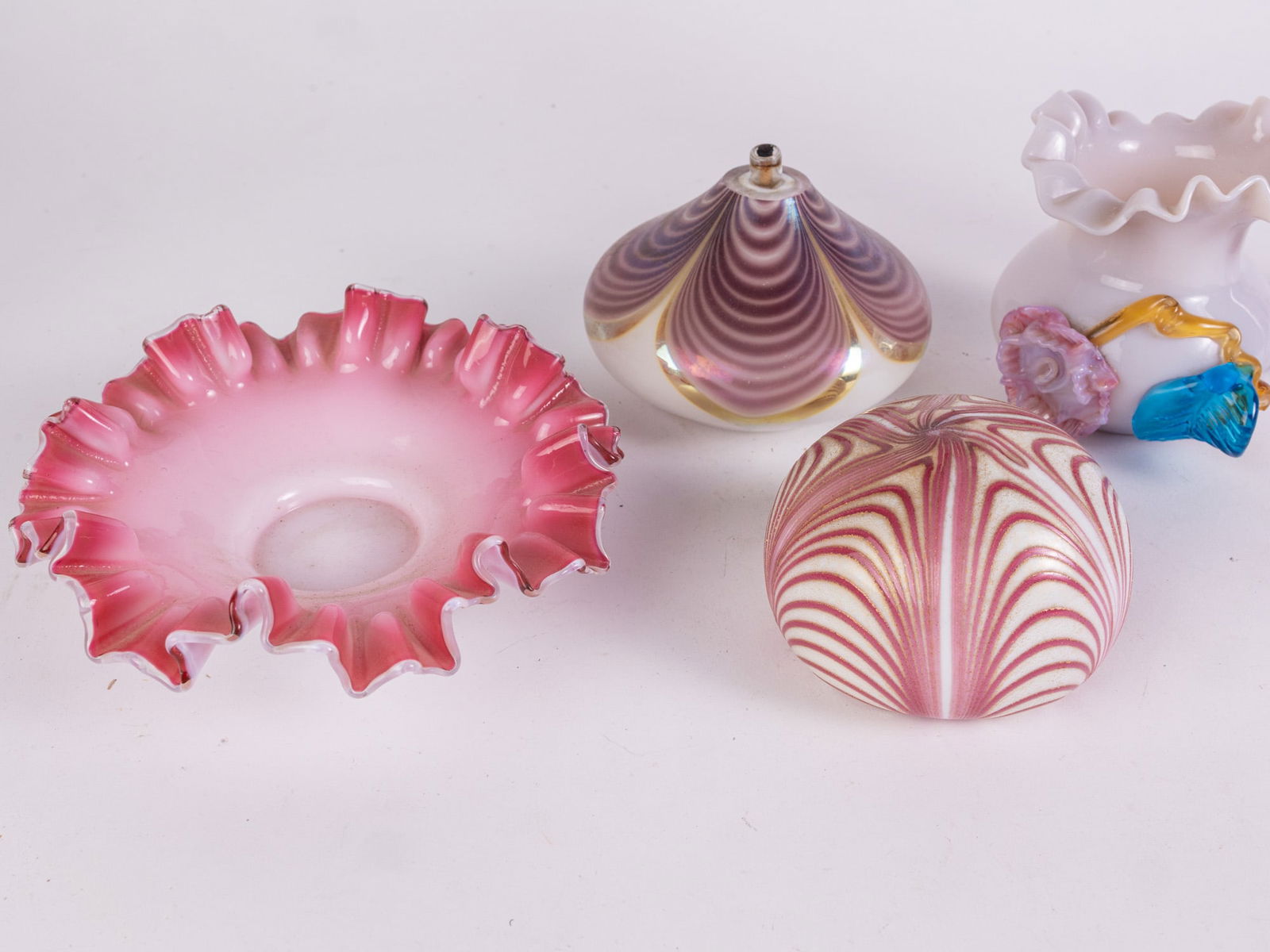 Vintage & Antique Glass Grouping ft. Stevens & Williams Attr Vase & Iridescent Oil Lamp - 3