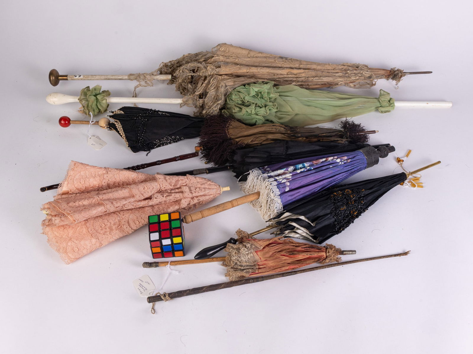 Lot of Antique Doll Sized Parasols - 2