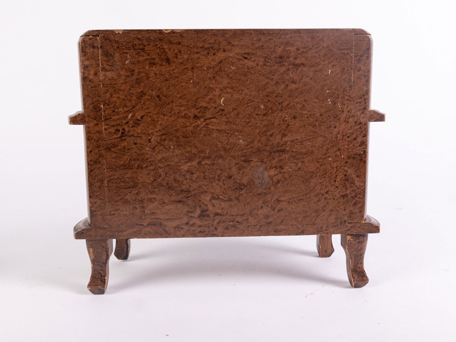 Vintage Doll Sized Secretary Desk with Faux Leather Wrap Painted Grain - 5