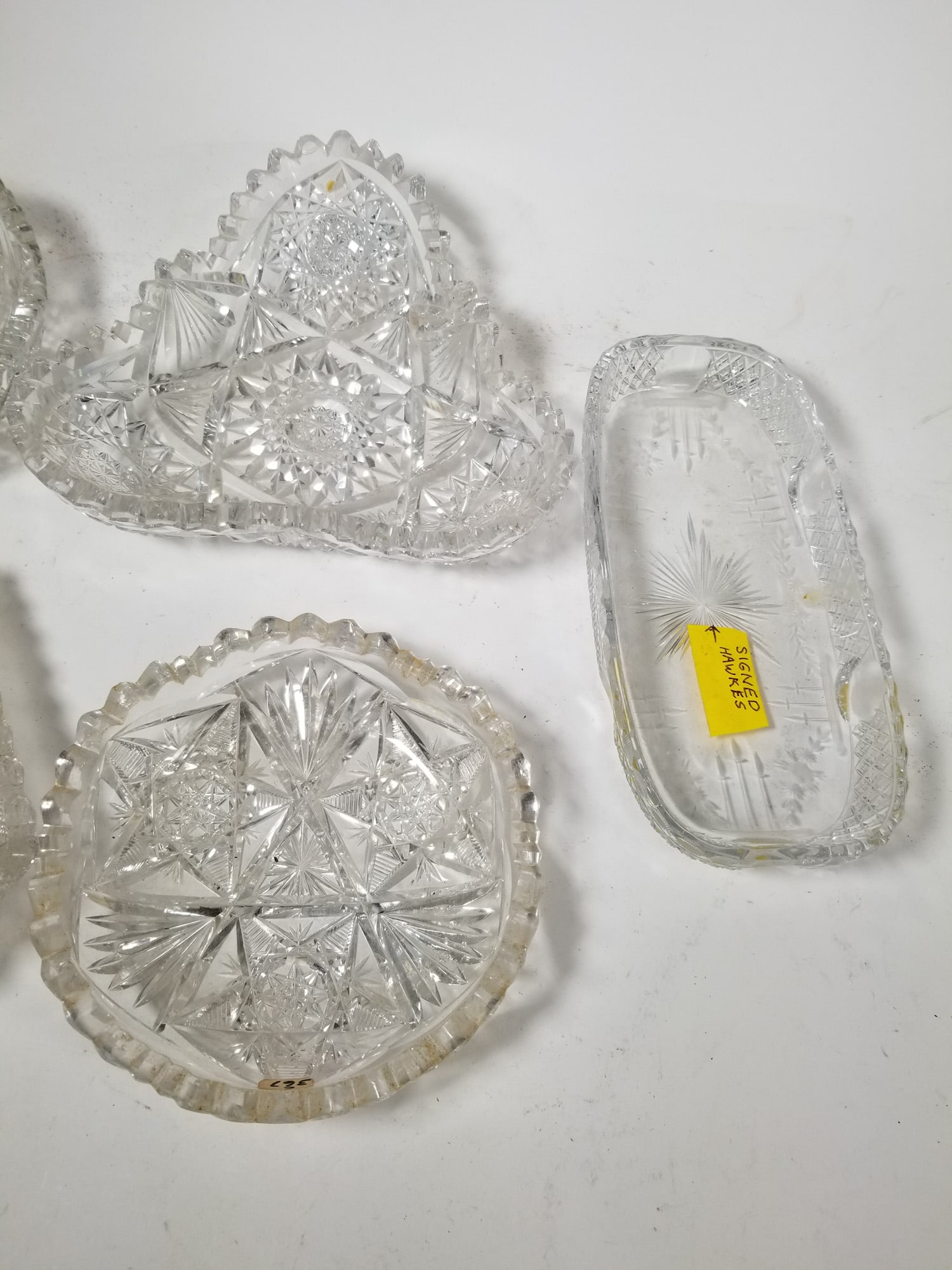 Antique American Brilliant Cut Glass Grouping ft. Signed Hawkes Dish - 3