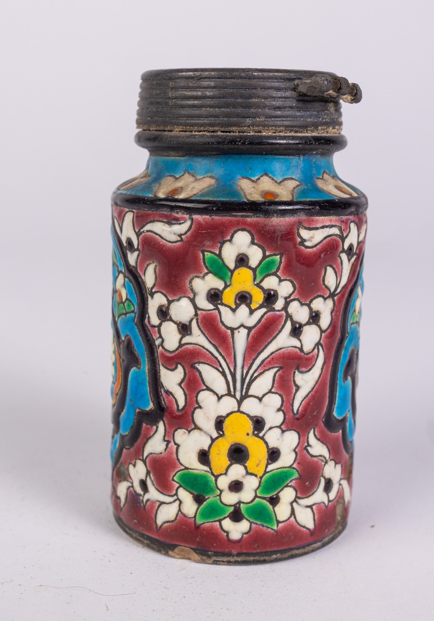 Grouping of Three Vibrant Articles ft. Longwy Faience Stoneware Spice Jar - 10