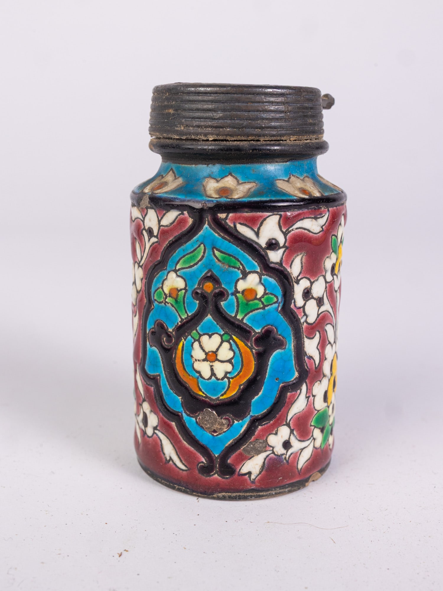 Grouping of Three Vibrant Articles ft. Longwy Faience Stoneware Spice Jar - 8