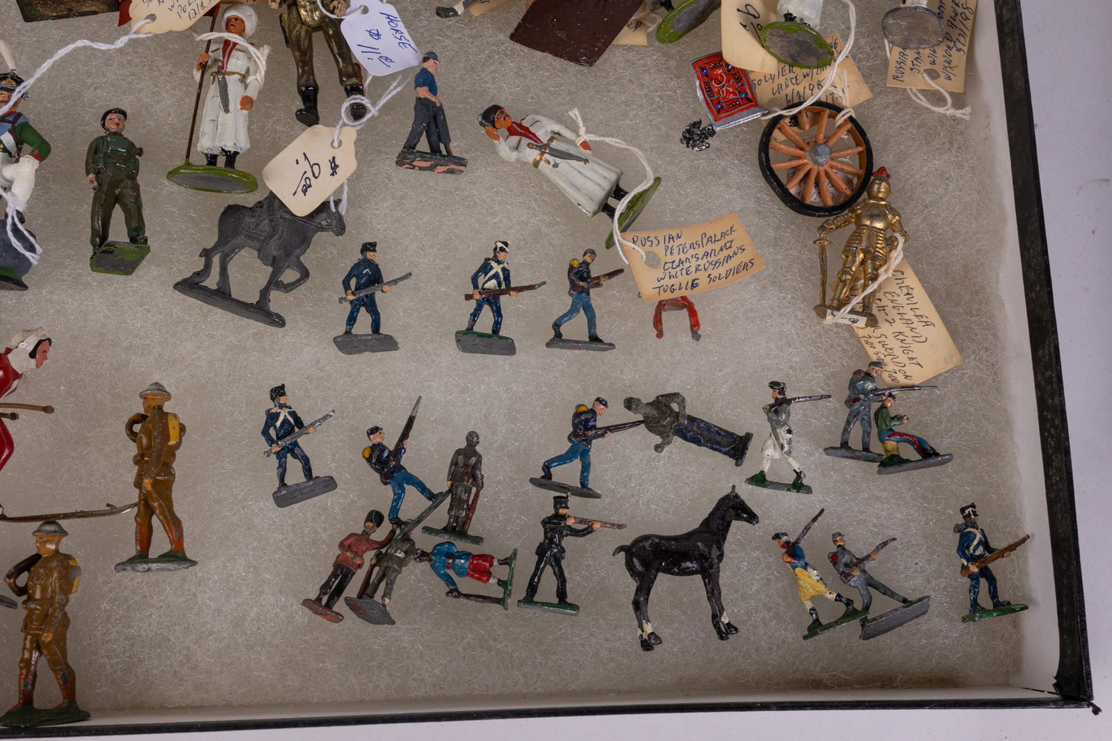 Large Grouping of Vintage & Antique Lead Figures in Display Case - 5