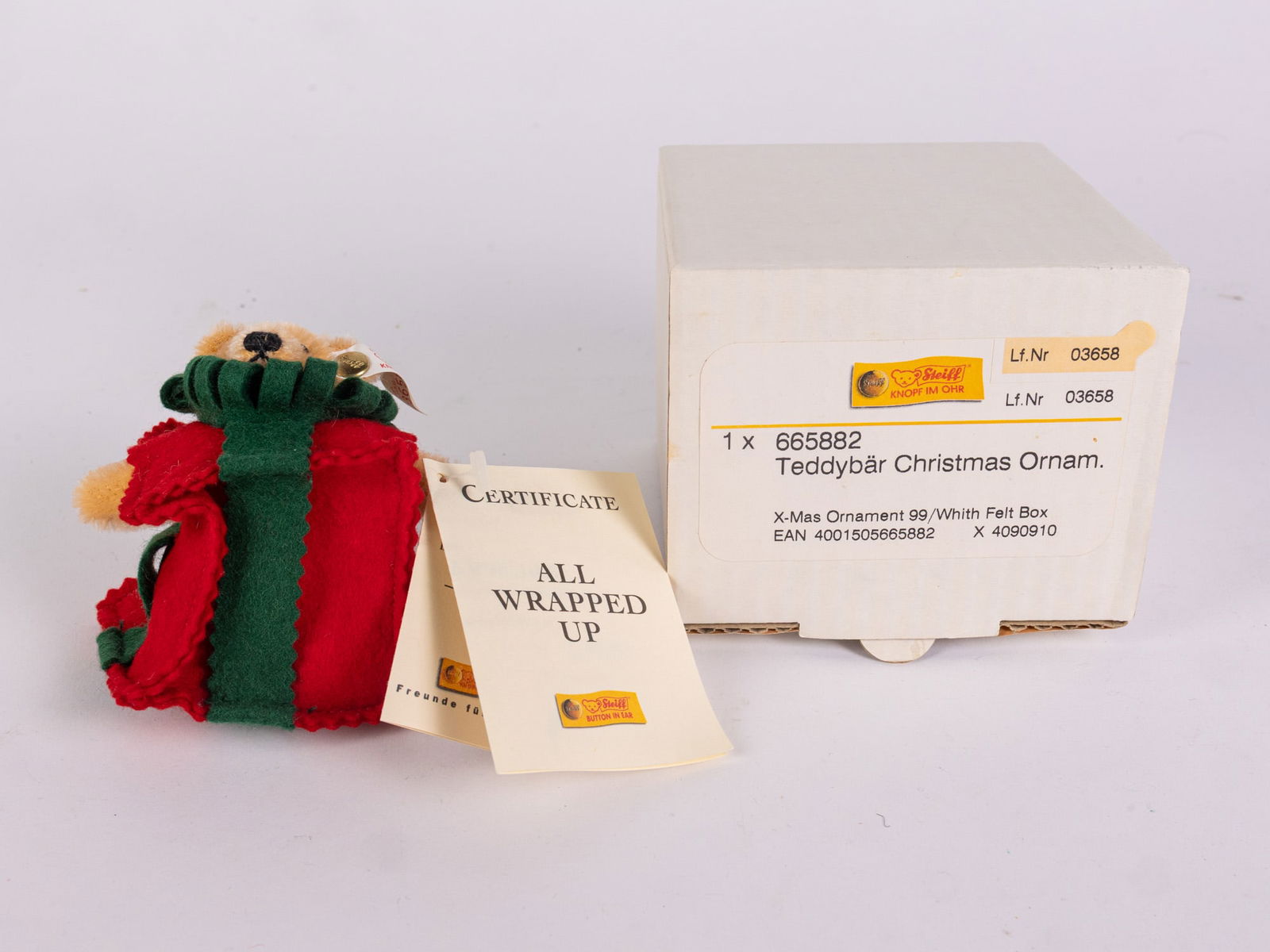 Steiff "All Wrapped Up" Collectible Tree Ornament: Steiff "All Wrapped Up" Collectible Tree OrnamentSize5" x 5" x 4"LiteratureBrooks Auction – Online Auction Terms & Conditions Contact: (856) 694-2960 | info@brooks.auction READ BEFORE YOU BID: