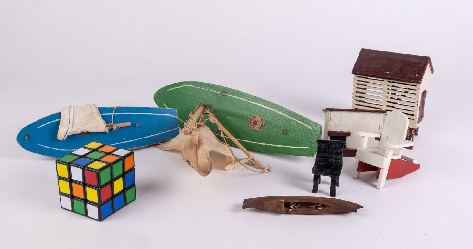 Assorted Vintage & Antique Wood Toys ft. Birkenhead Star Yacht Pond Sailboat - 2