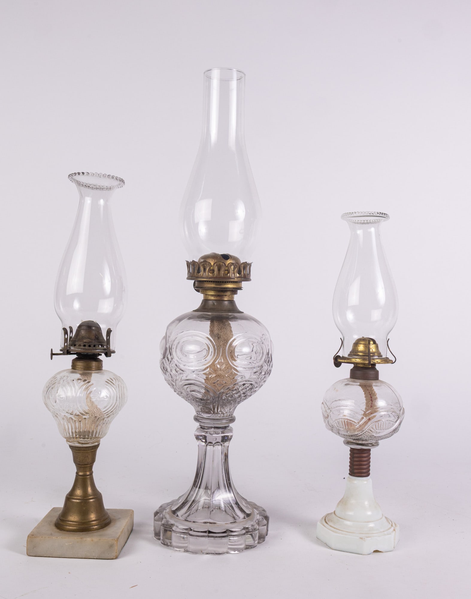 Trio of Antique Oil Lamps (1 of 8)