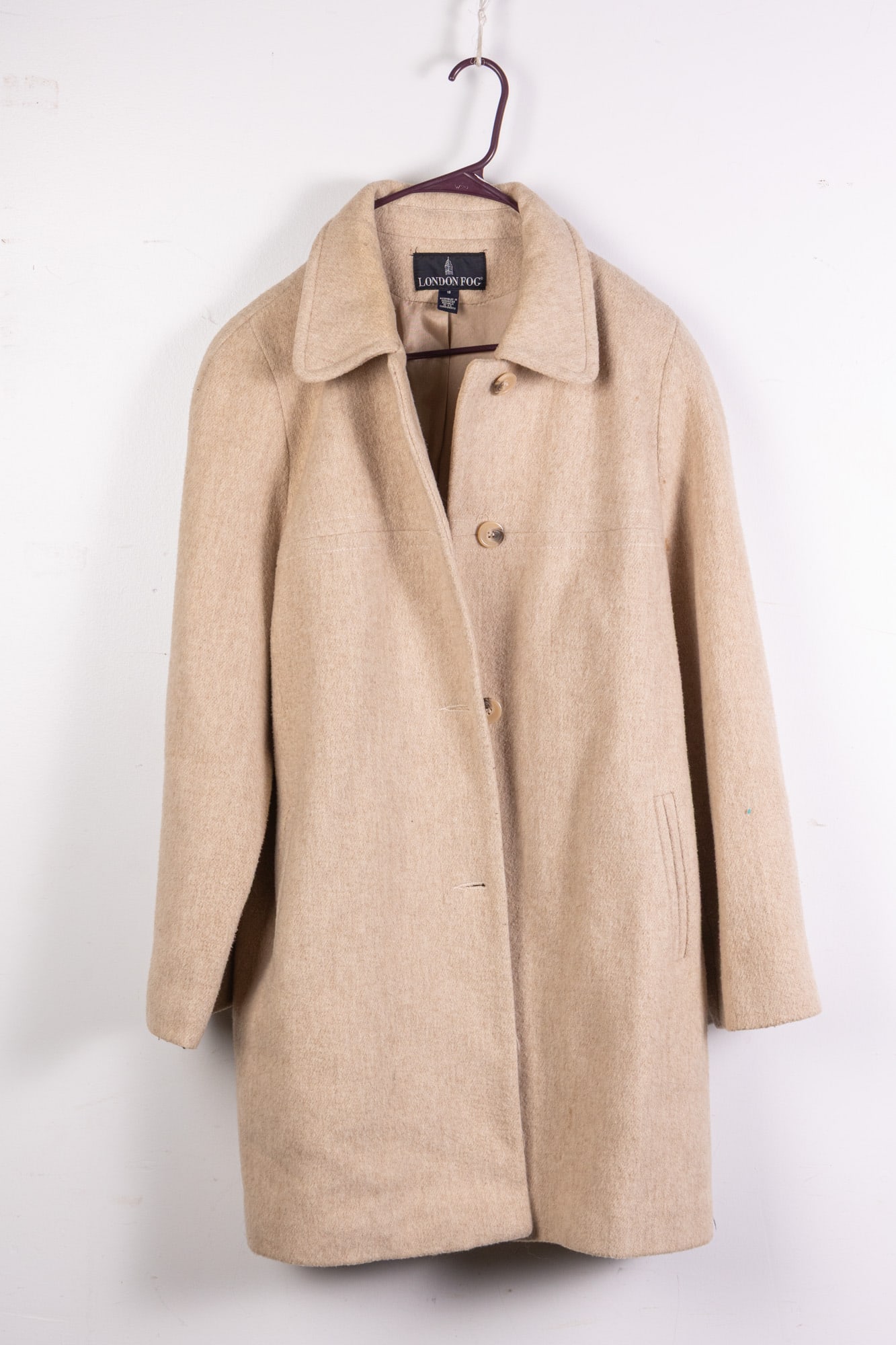 Vintage London Fog Cream Colored Wool Coat (1 of 3)