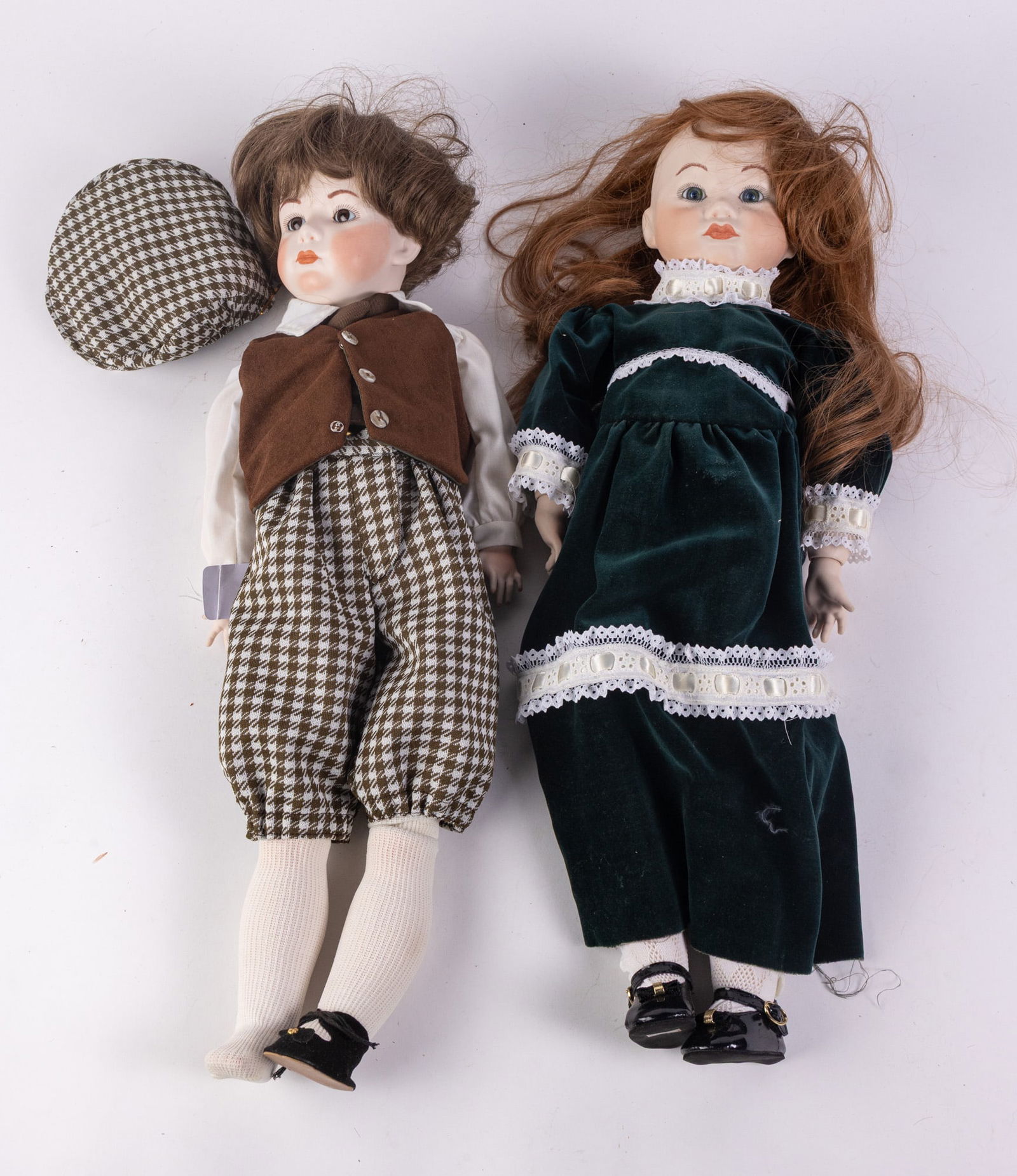 Pair of Vintage Reproduction of Antique Bisque Porcelain Dolls (1 of 7)