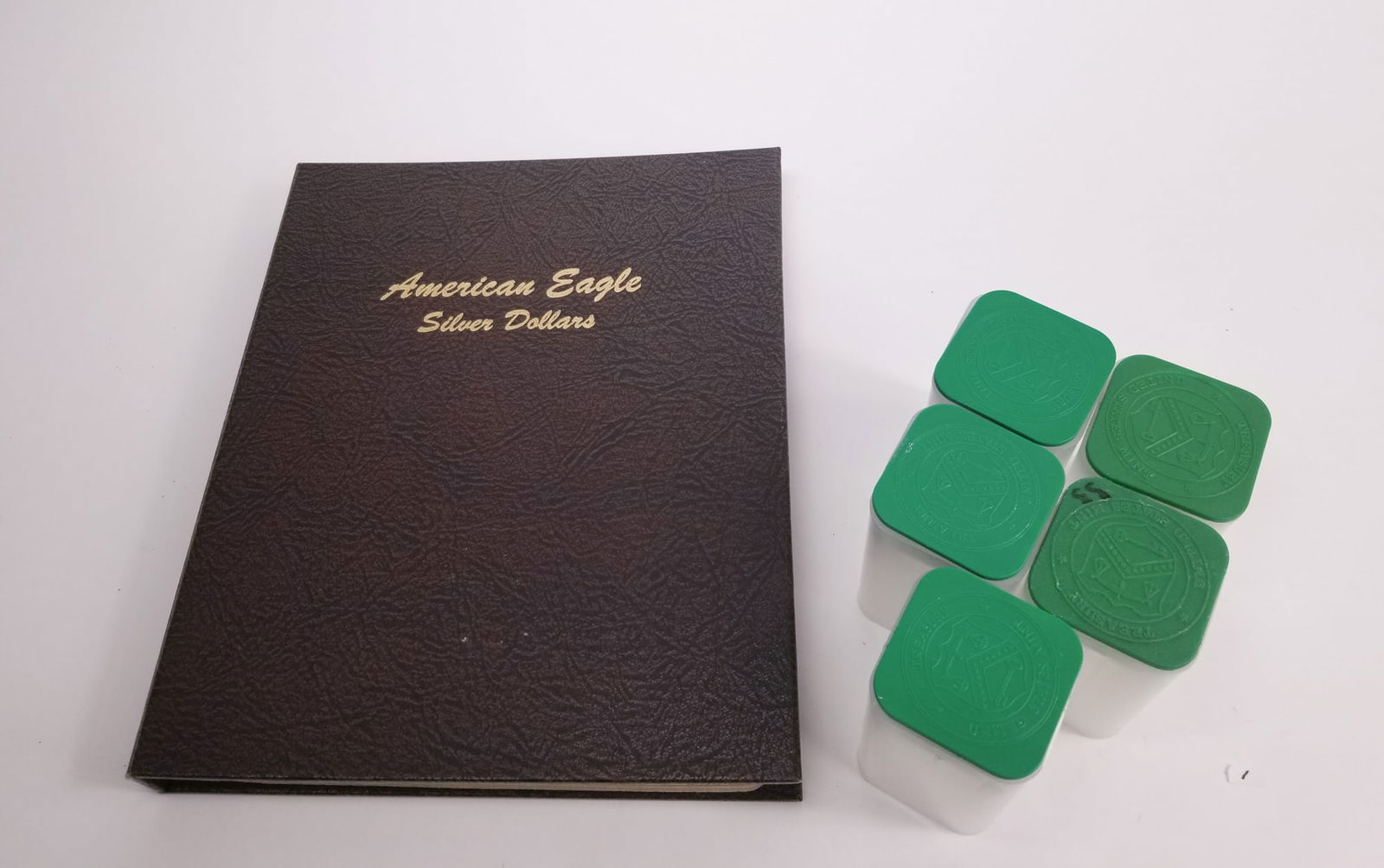 ASE Silver dollar Dansco album + 5 ASE Tubes (1 of 2)