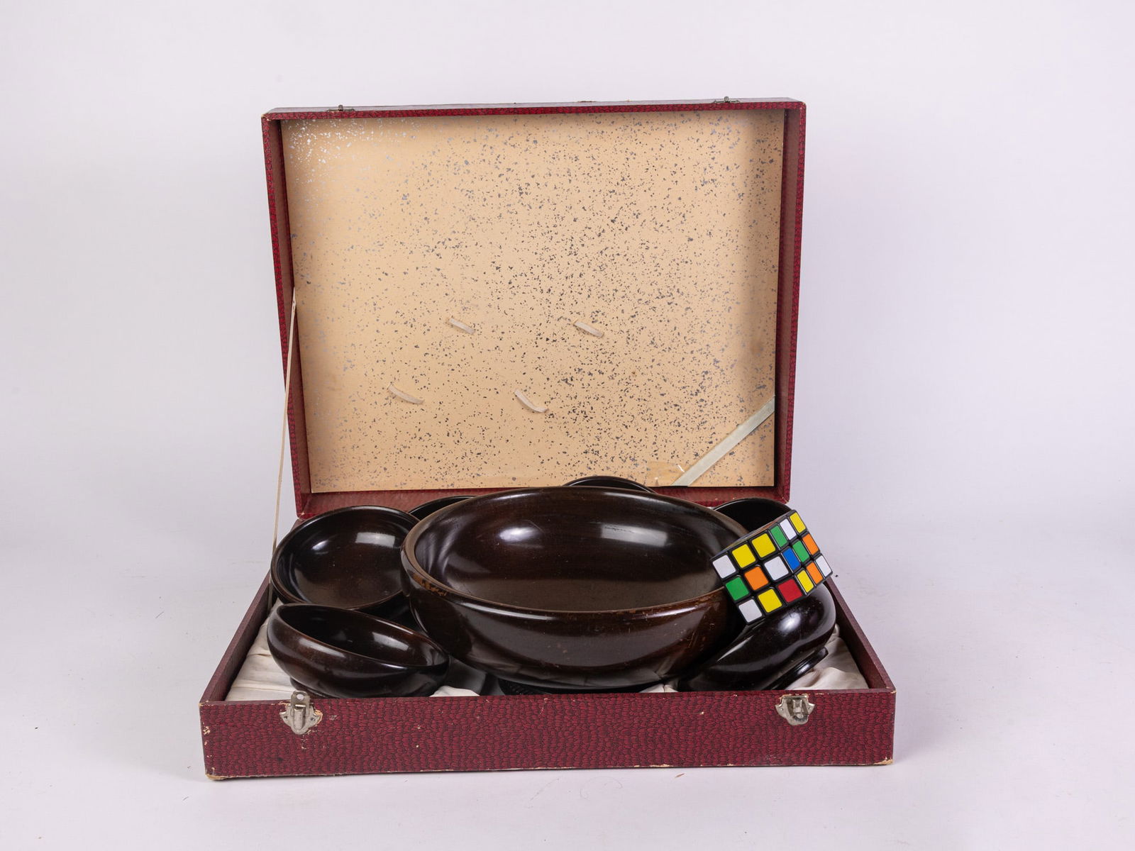 Vintage Wood and Sterling Bowl Set in Case - 2