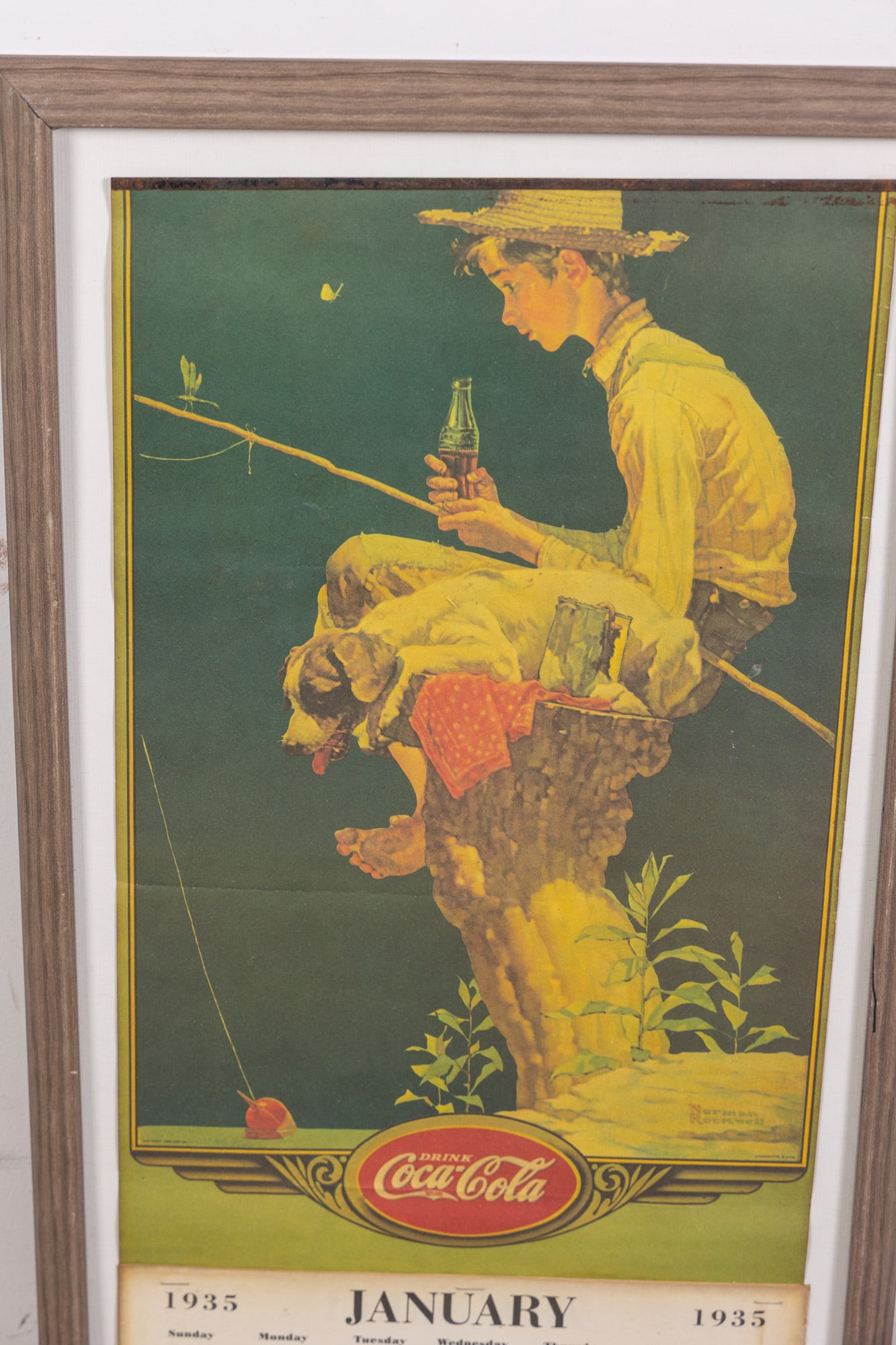Vintage Framed Coca-Cola 1935 Calendar - 3