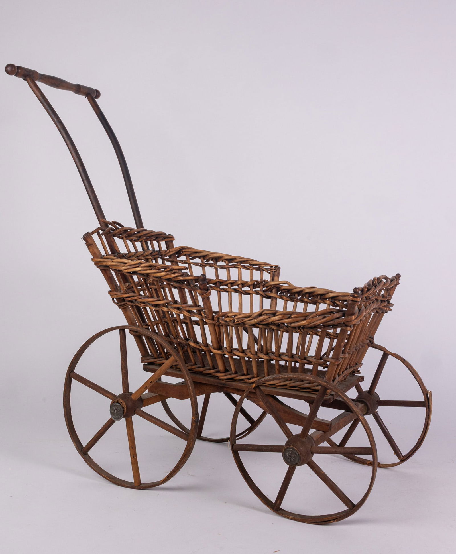 Antique Ornate Bentwood & Woven Wicker Baby Doll Carriage Buggy (1 of 5)