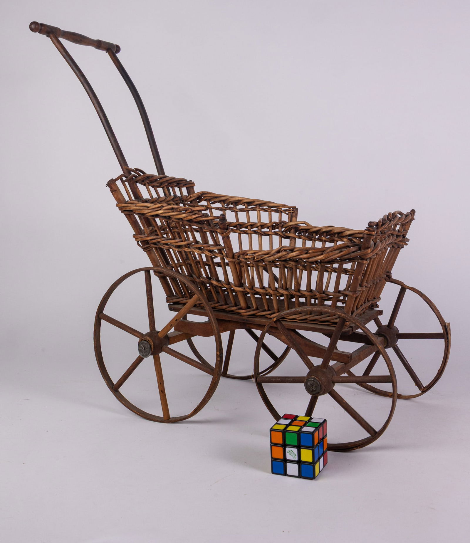 Antique Ornate Bentwood & Woven Wicker Baby Doll Carriage Buggy - 2