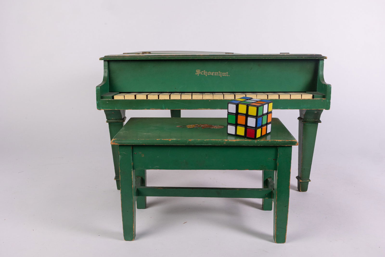 Antique Early 20th Century Doll Sized Piano with Bench - 2