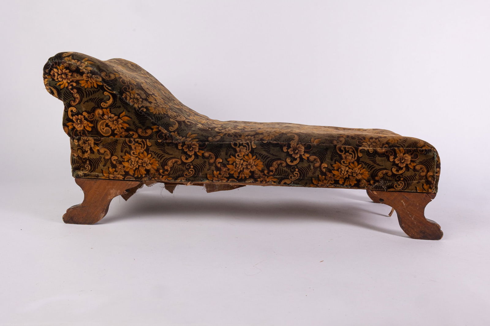 Antique Doll Sized Upholstered Chaise Lounge - 4