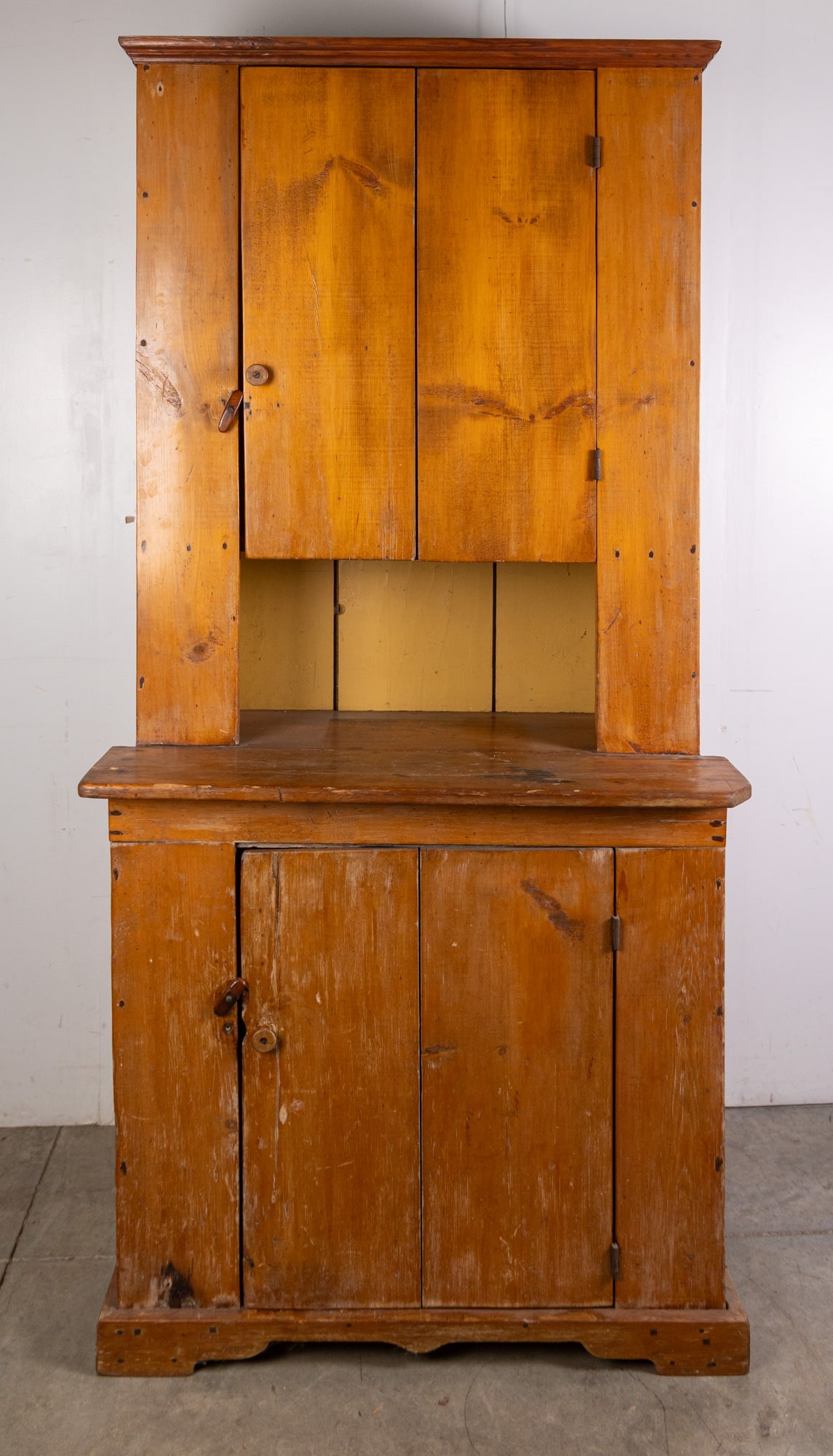 Antique Early Primitive Pine Step Back Cupboard (1 of 8)