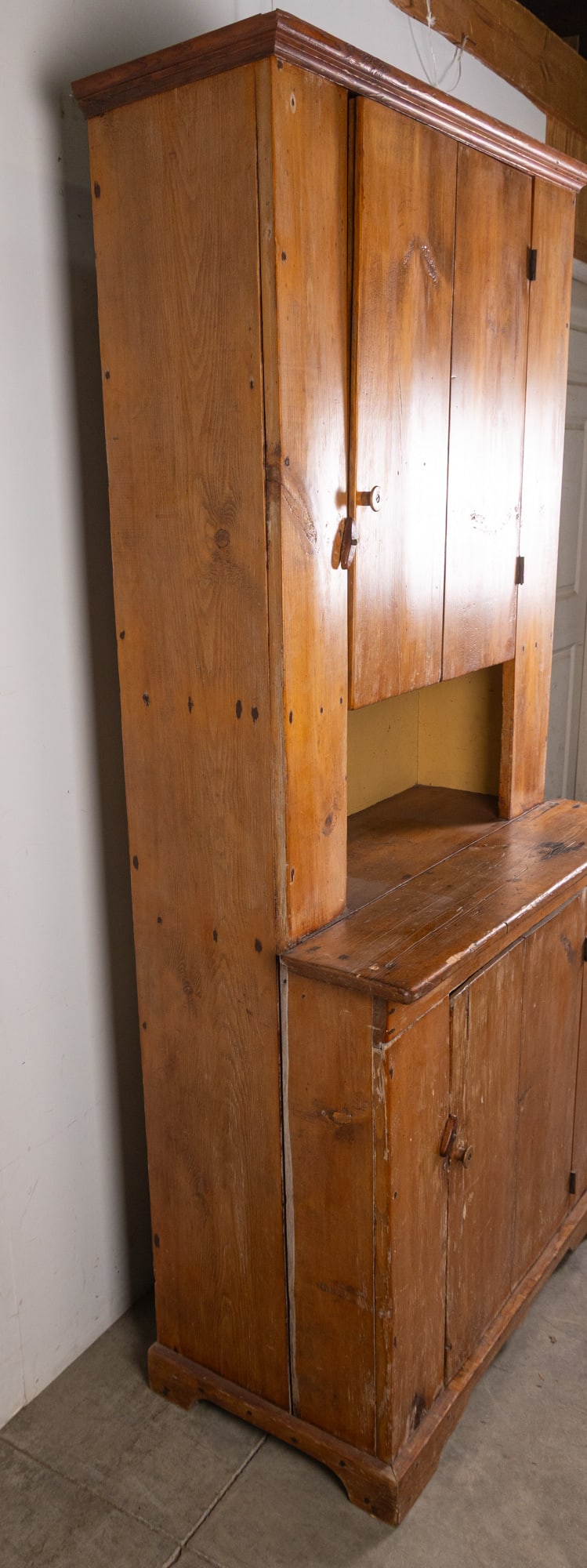 Antique Early Primitive Pine Step Back Cupboard - 5