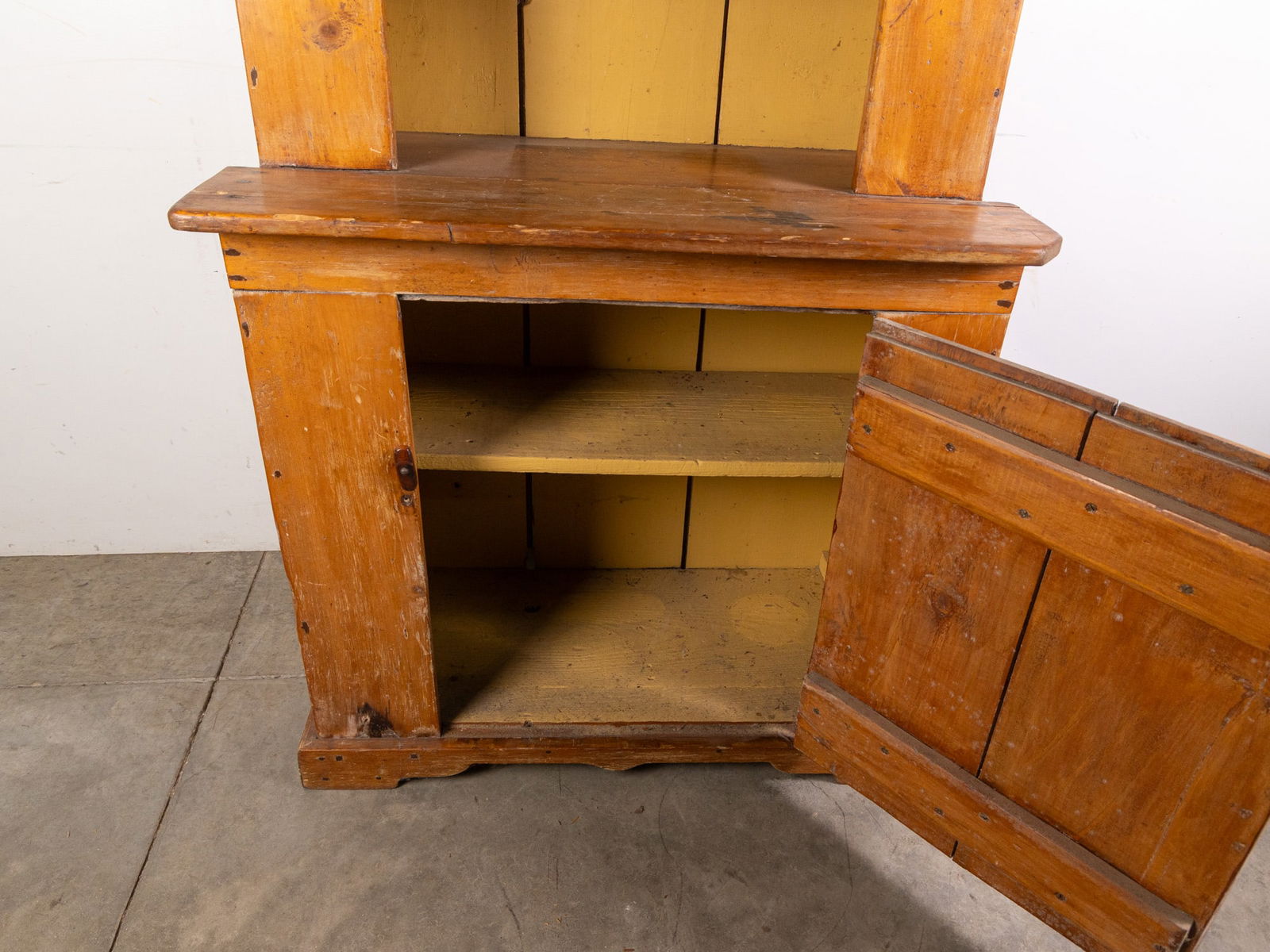 Antique Early Primitive Pine Step Back Cupboard - 8