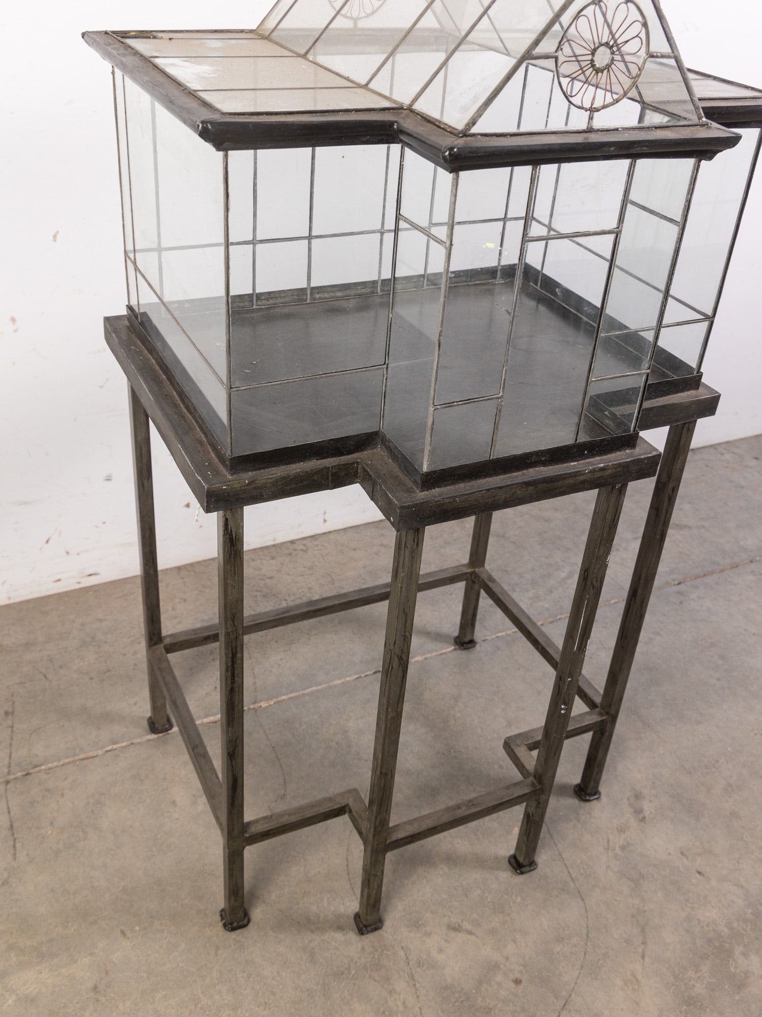 Victorian Greenhouse Shaped Glass Terrarium on Stand - 8