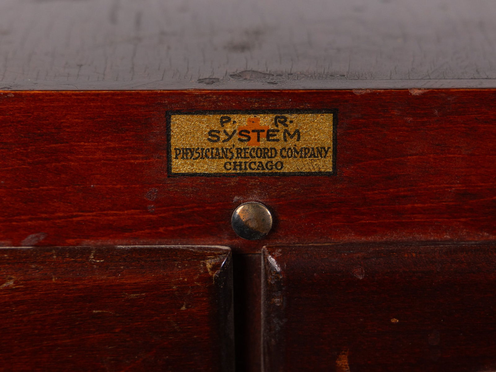 Antique "Physicians' Record Co" Cherry Nine-Drawer Rolling Cabinet - 7