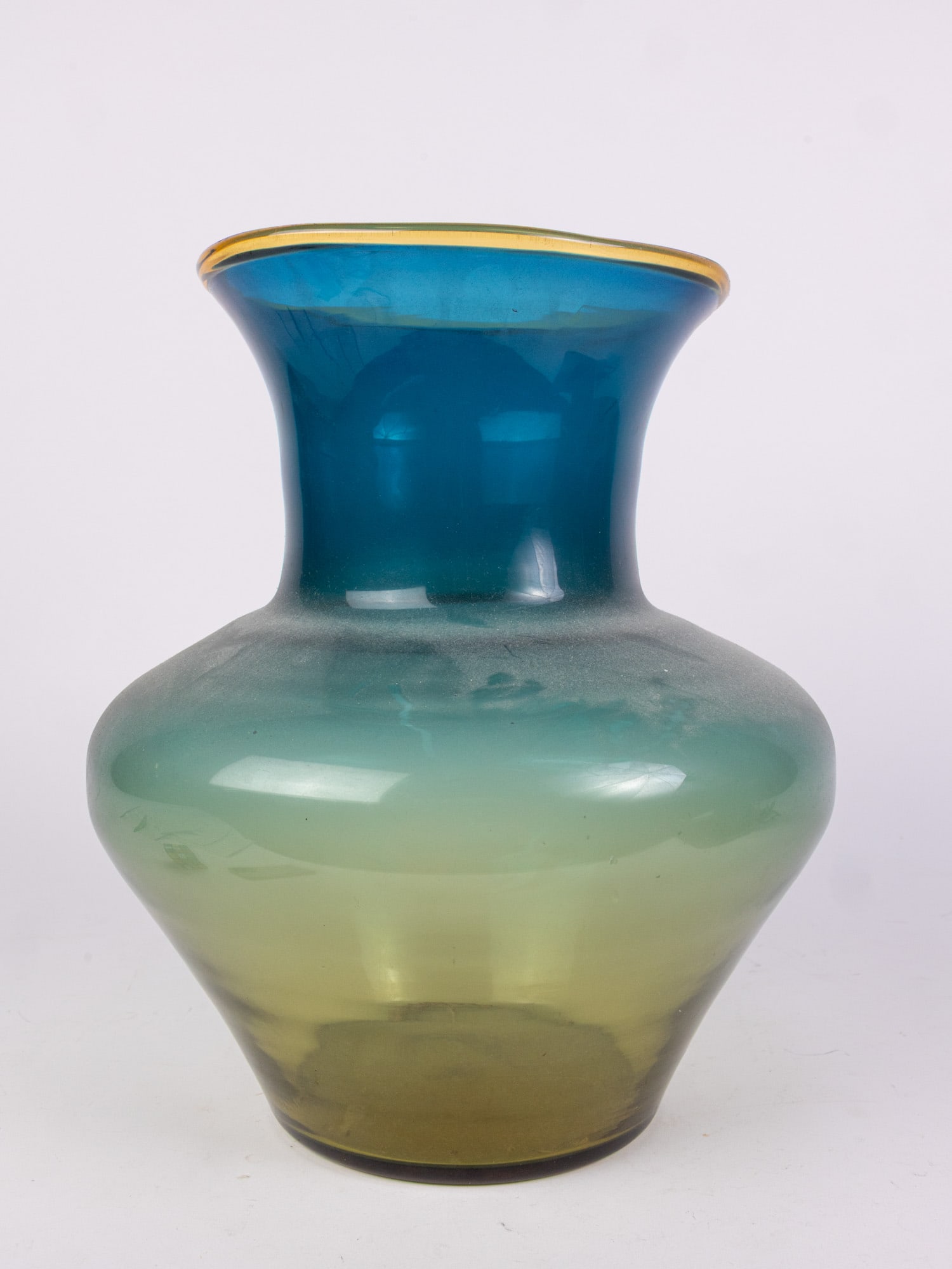 RARE Vintage Blenko "Desert Green" Art Glass Vase (1 of 5)