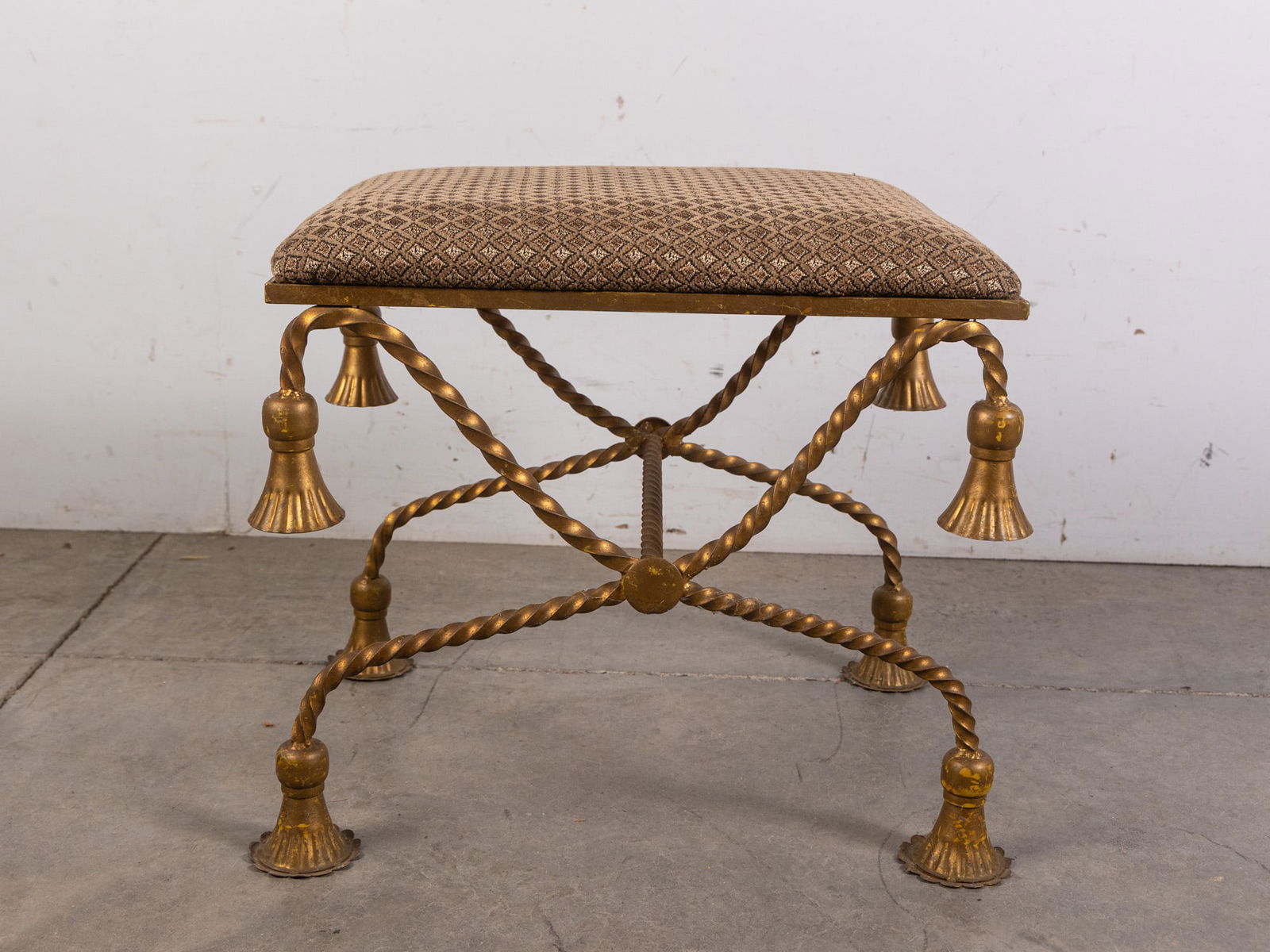 Hollywood Regency Gilt Bench: Hollywood Regency Gilt BenchSize17" x 19" x 14"LiteratureBrooks Auction – Online Auction Terms & Conditions Contact: (856) 694-2960 | info@brooks.auction READ BEFORE YOU BID: We want you to