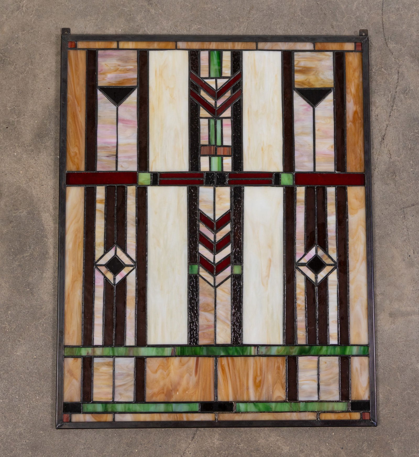 Arts and Crafts Style Geometric Stained Glass Window Panel (1 of 2)