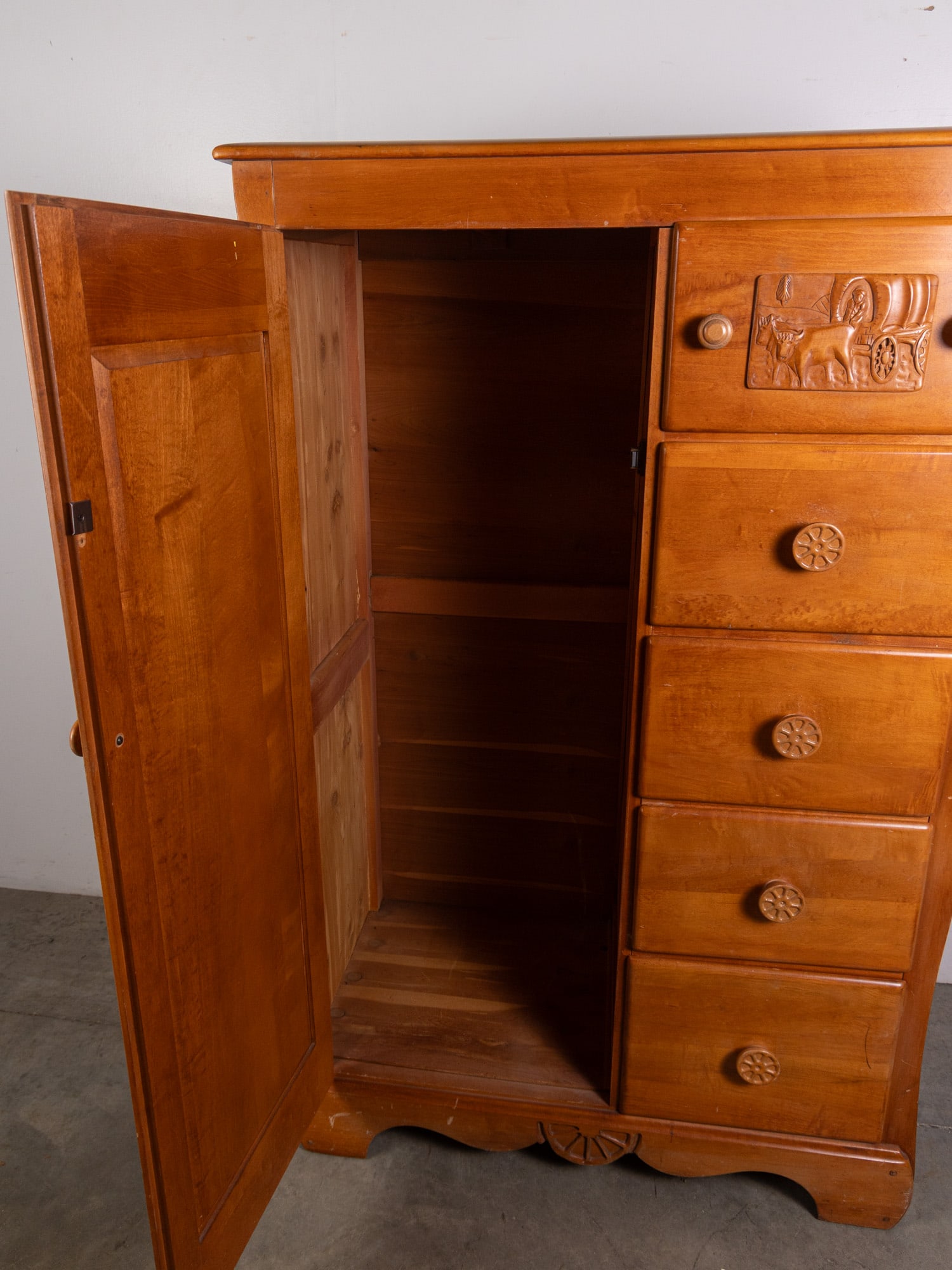 Vintage Solid Maple Virginia House Conestoga Wagon Armoire - 2