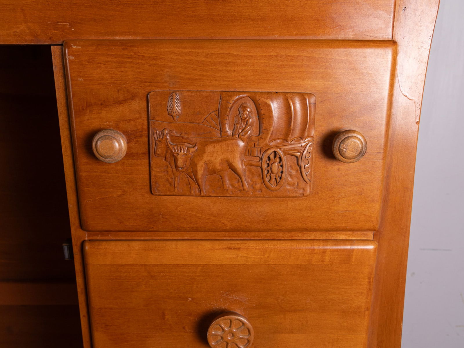 Vintage Solid Maple Virginia House Conestoga Wagon Armoire - 3