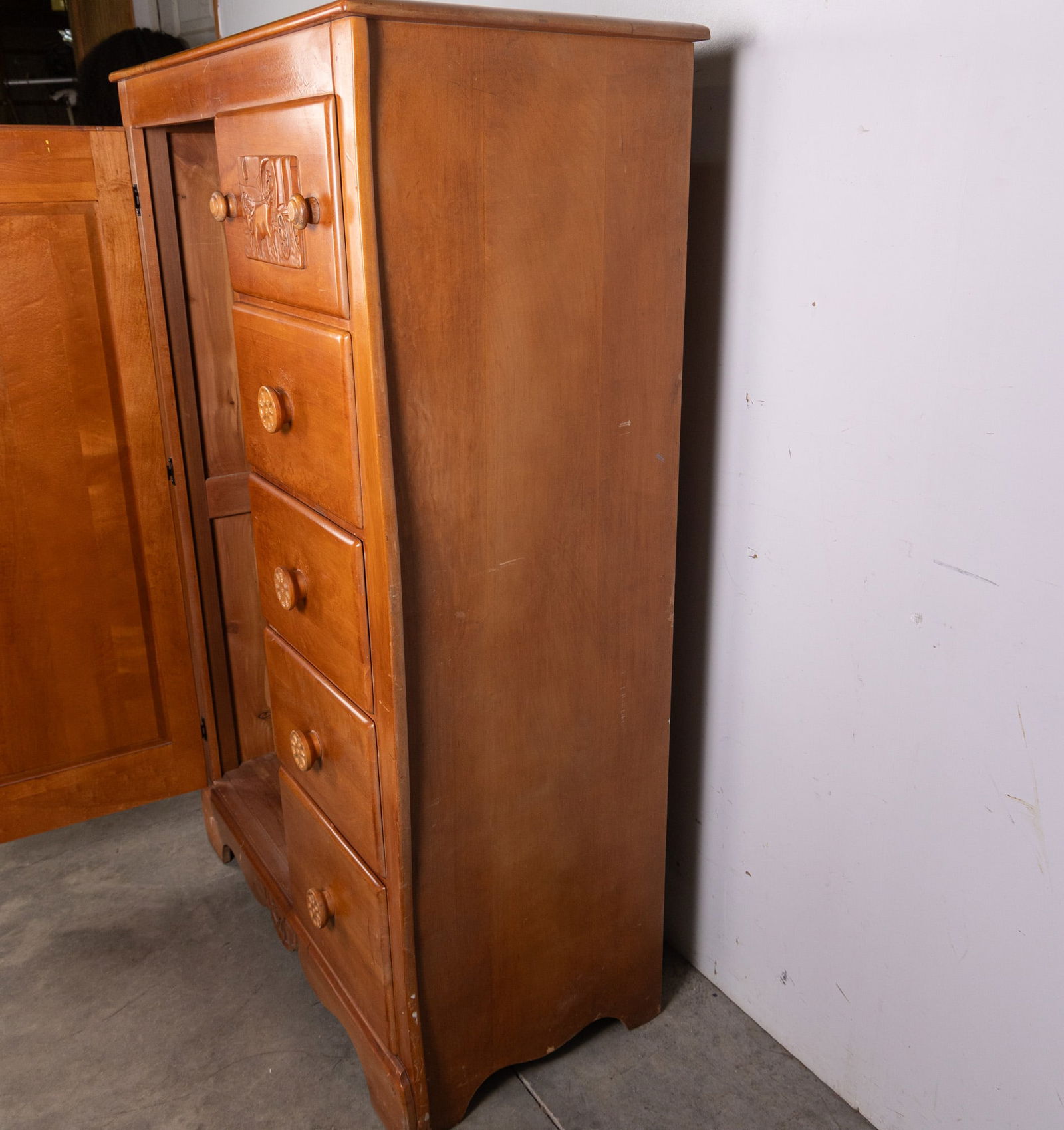 Vintage Solid Maple Virginia House Conestoga Wagon Armoire - 6