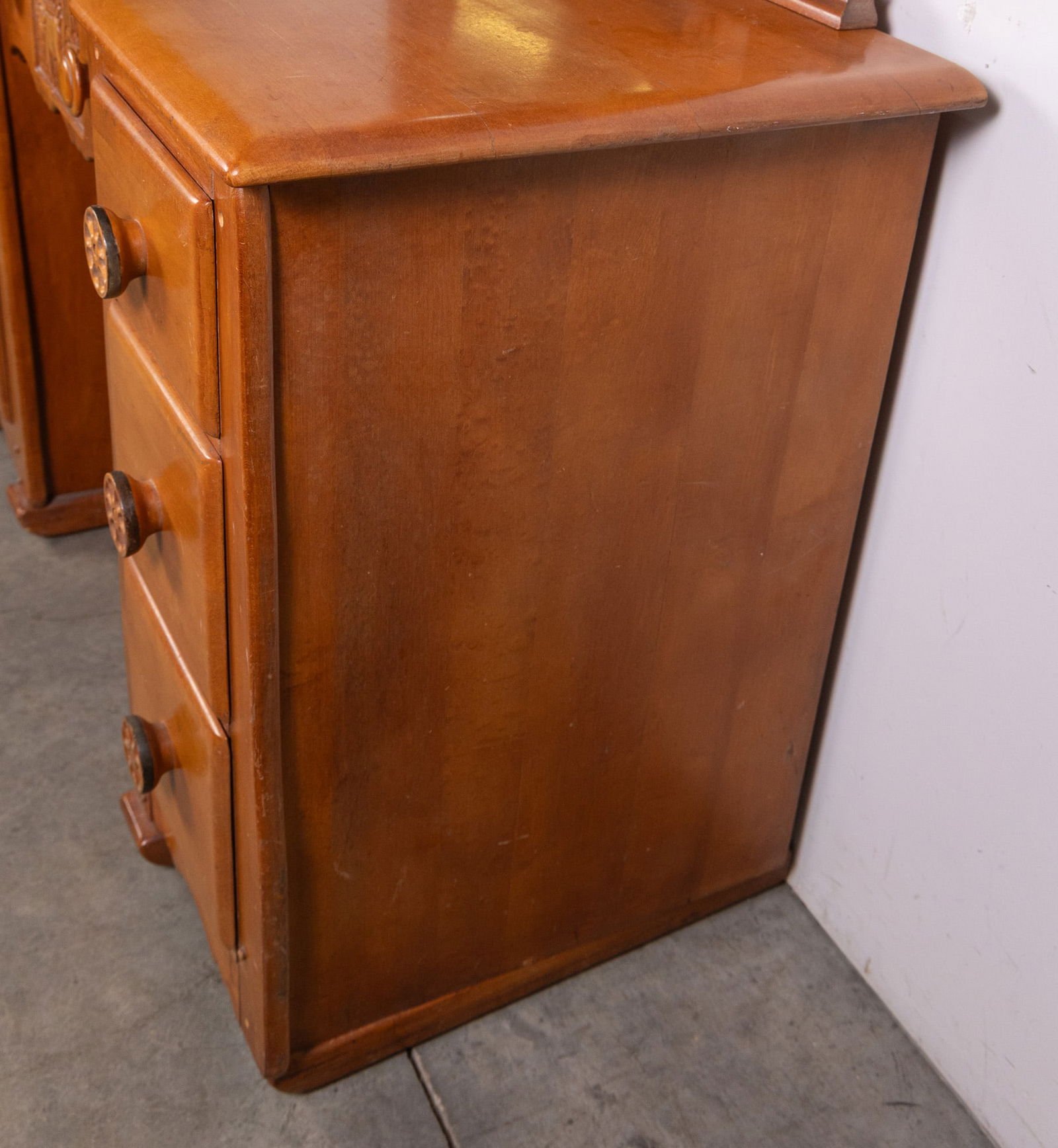 Vintage Solid Maple Virginia House Conestoga Wagon Vanity Desk & Chair - 10