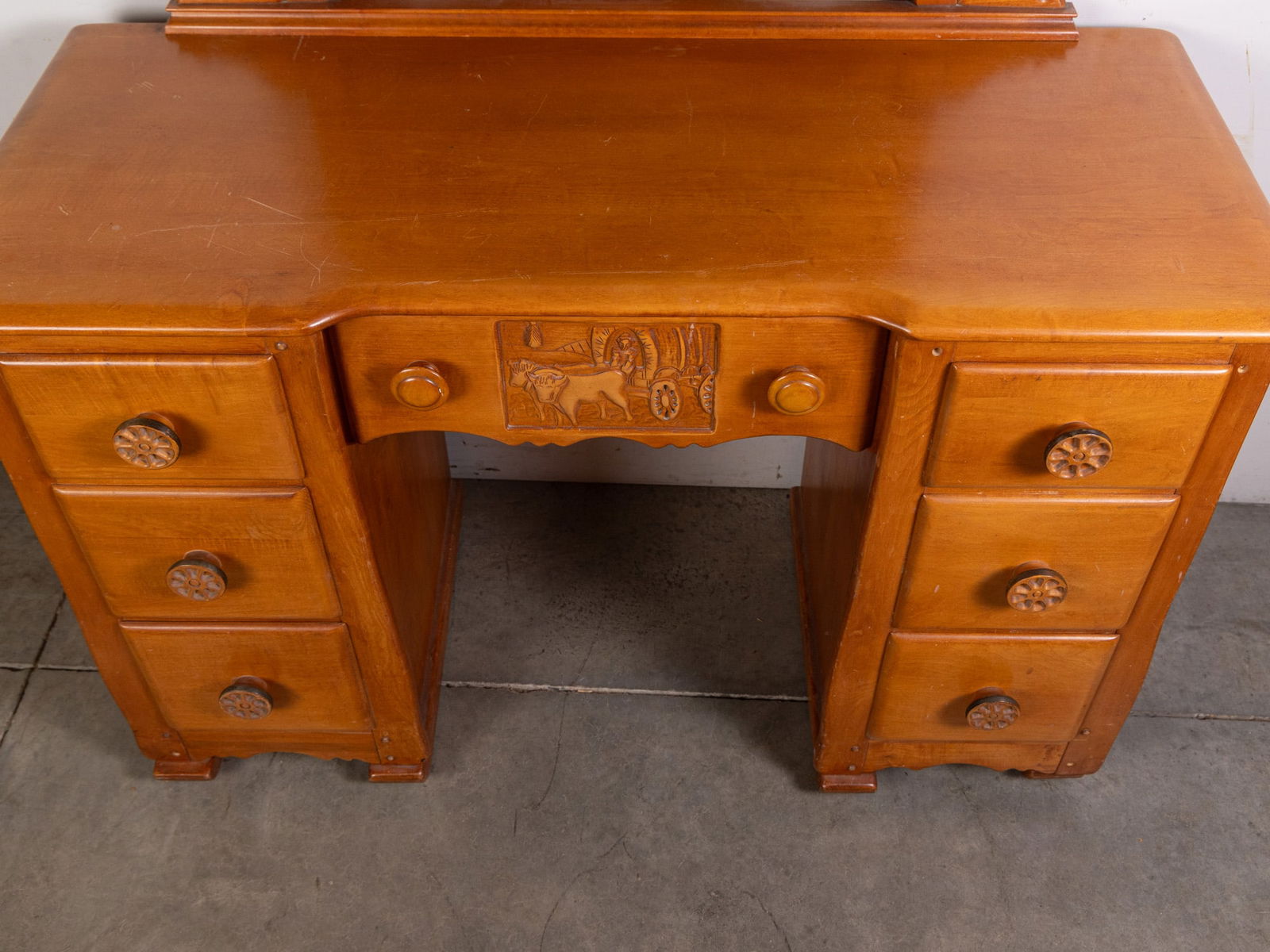 Vintage Solid Maple Virginia House Conestoga Wagon Vanity Desk & Chair - 6