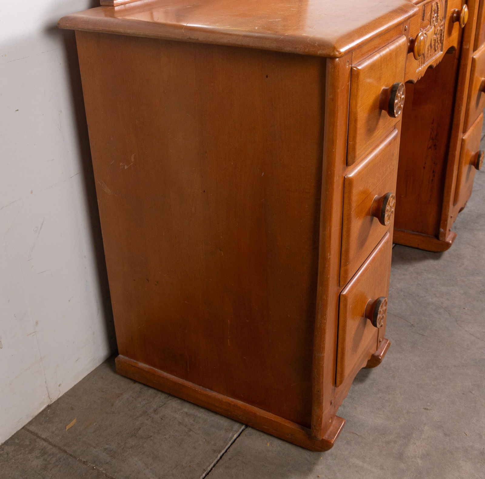 Vintage Solid Maple Virginia House Conestoga Wagon Vanity Desk & Chair - 9