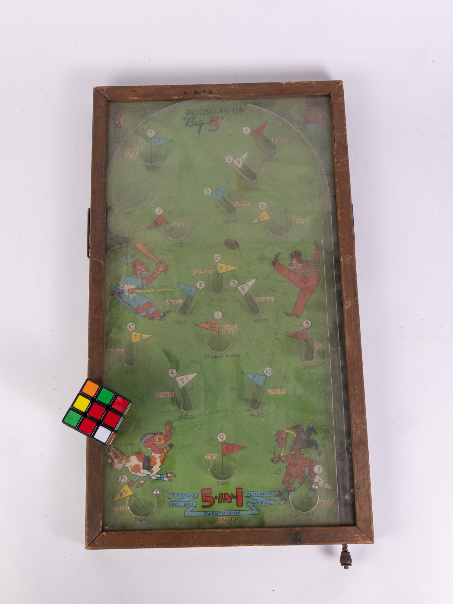 Poosh-em-Up "Big 5" Bagatelle Game by Northwestern: Poosh-em-Up "Big 5" Bagatelle Game by Northwestern, Tested and functions! Lots of fun!Size23" x 13" x 1"LiteratureBrooks Auction – Online Auction Terms & Conditions Contact: (856) 694-2960 |