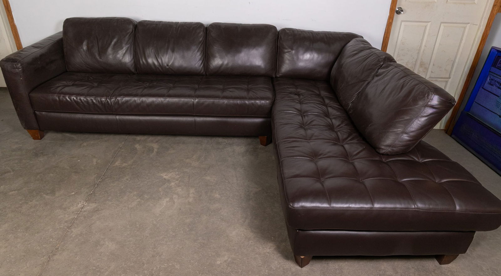 Contemporary Brown Leather Sectional Sofa (1 of 4)