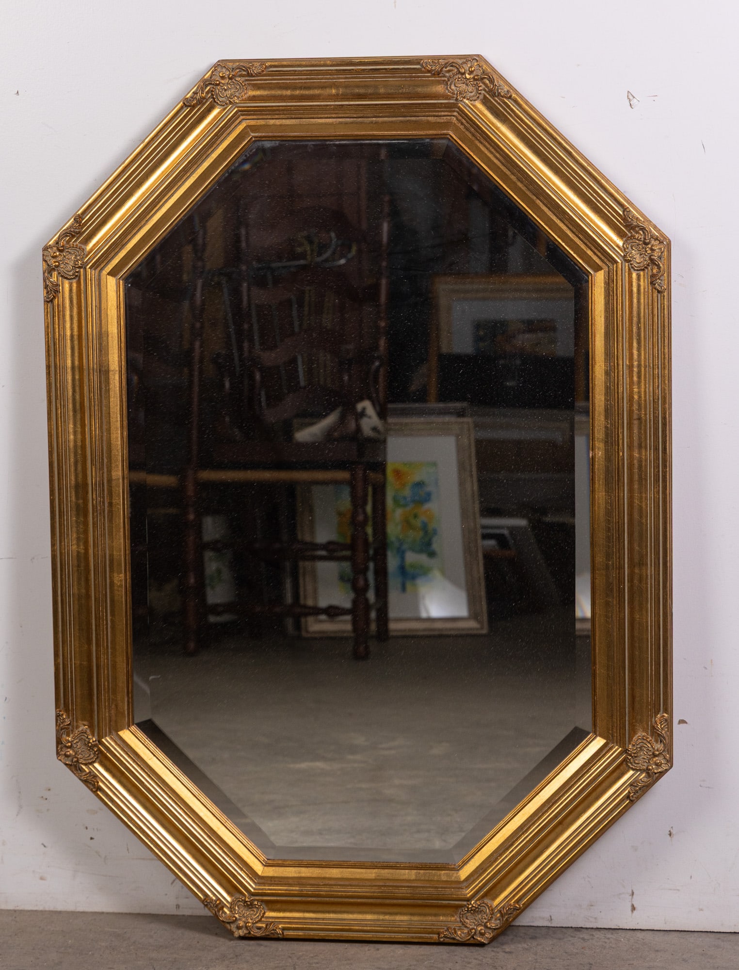 Vintage Octagonal Gold Toned Wall Mounted Mirror (1 of 3)
