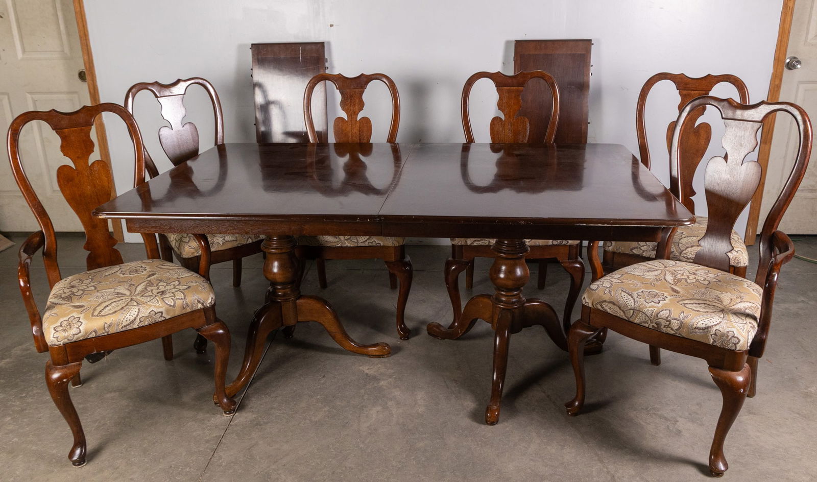 Chippendale Style Mahogany Double Pedestal Dining Set (1 of 12)