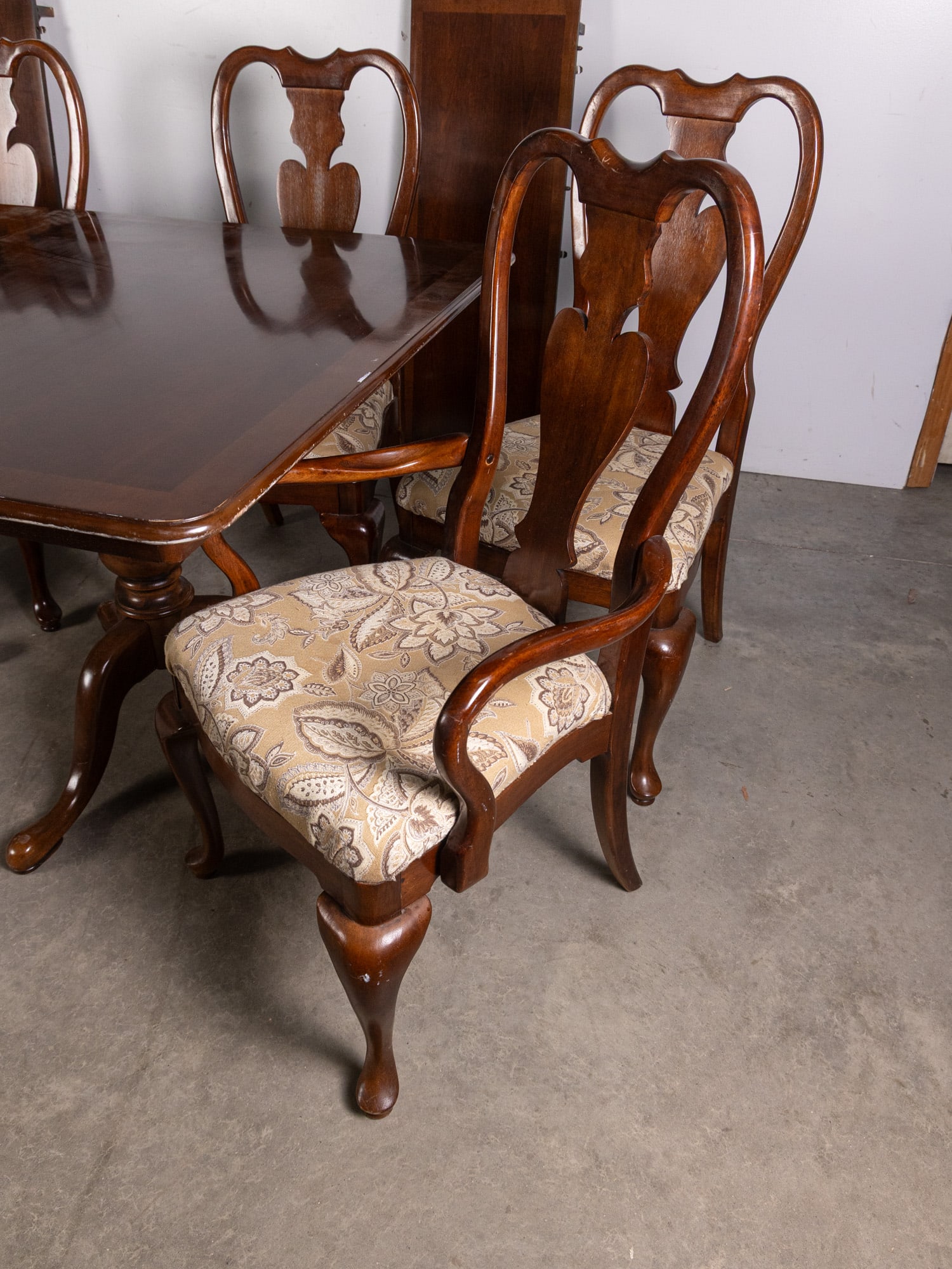 Chippendale Style Mahogany Double Pedestal Dining Set - 5