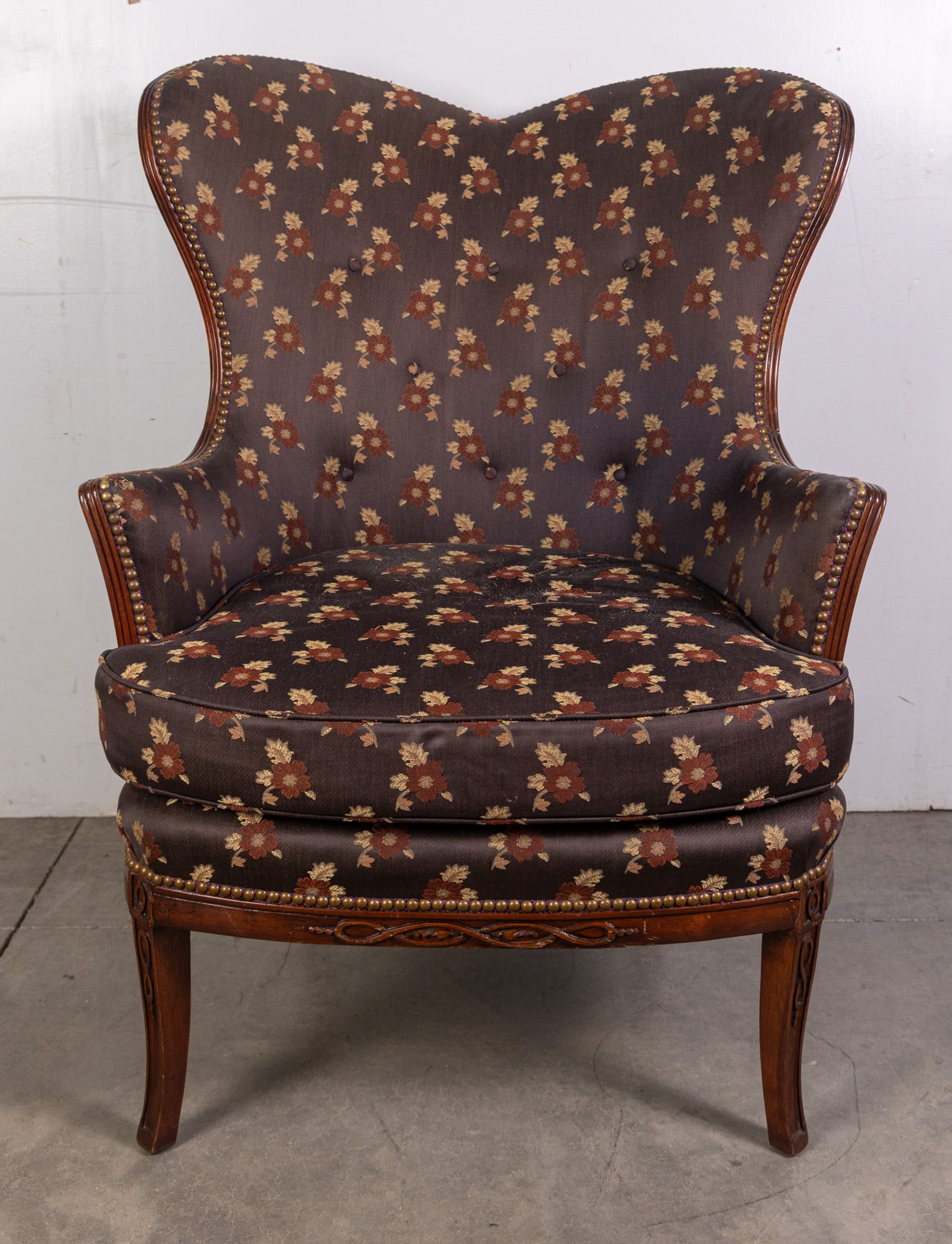 Wingback Vintage Chair with Brass Tack Accents (1 of 6)